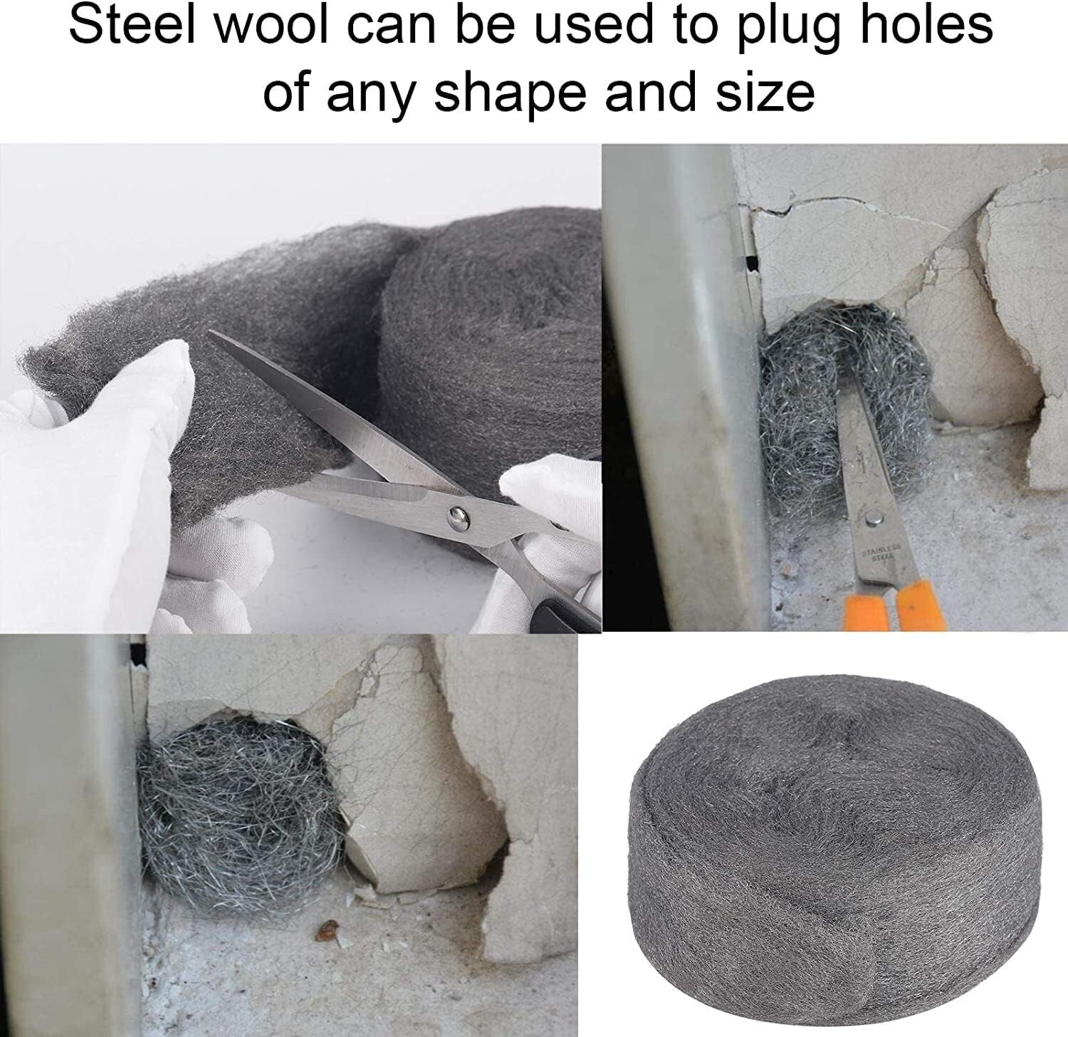 Stainless Steel Wool Steel Wool Fill Fabric Roll Gap Blocker Coarse Wire Hardw