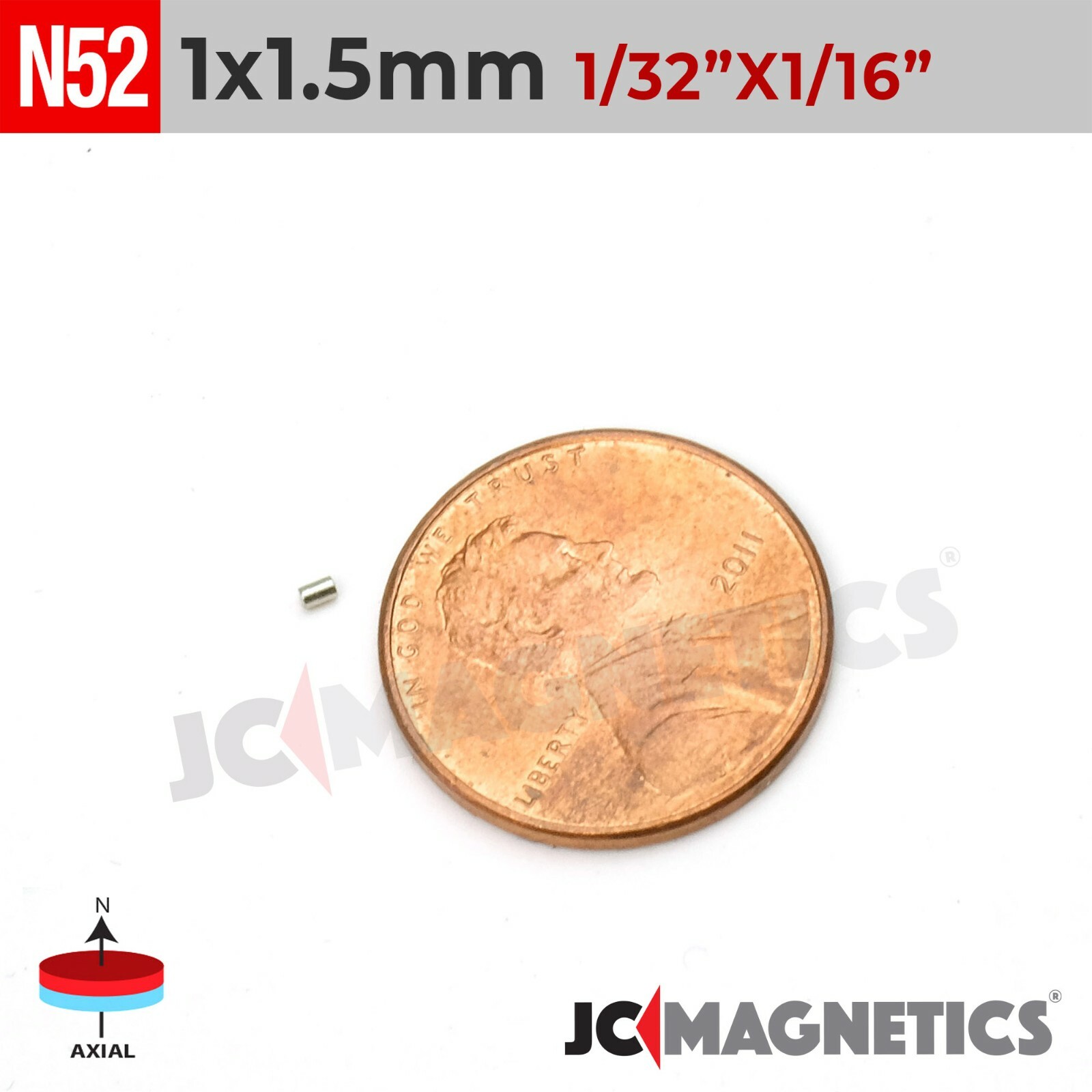 1mm x 1.5mm 1/32″x1/16″ N52 Strong Rare Earth Neodymium Tiny Magnet Disc 1×1.5mm