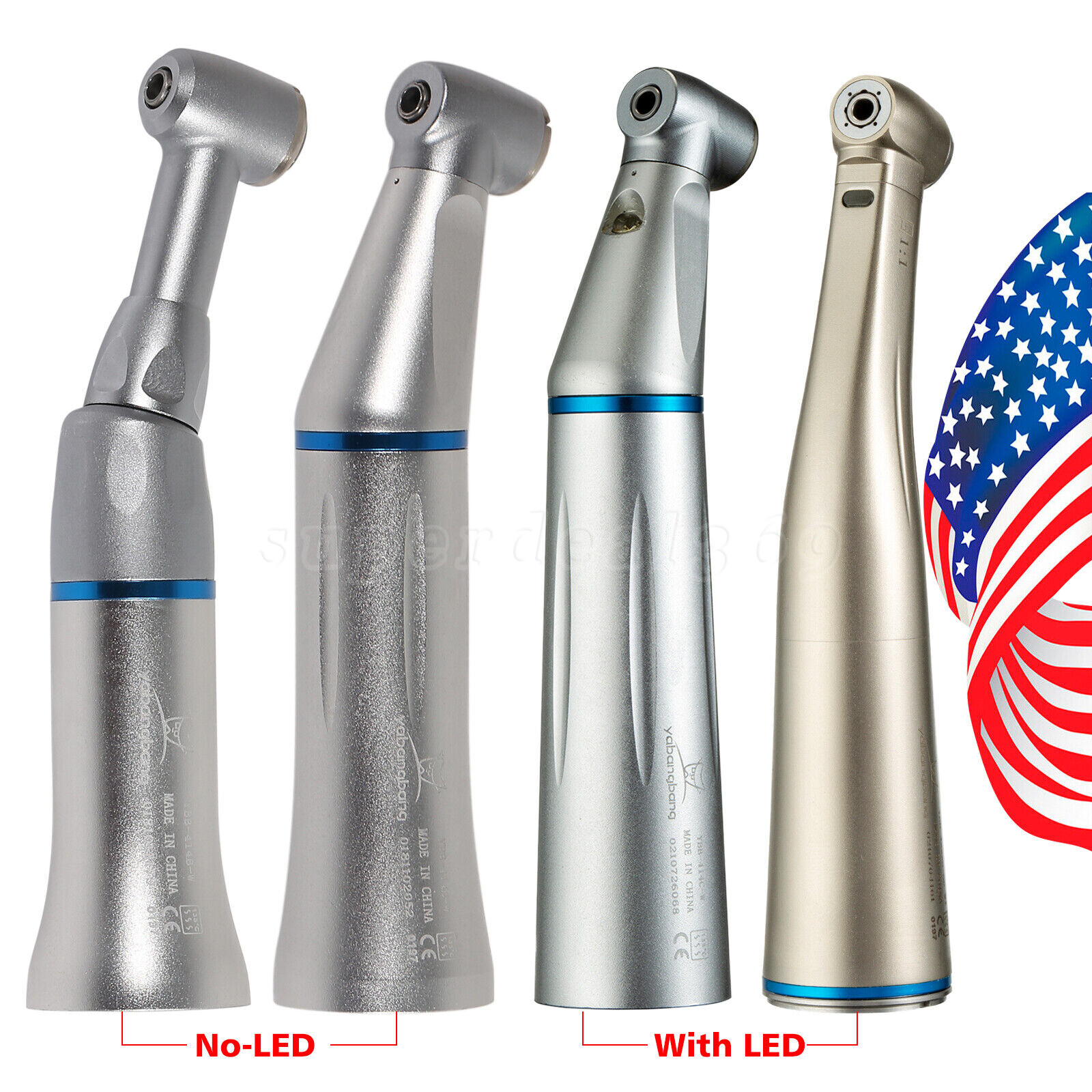 Dental 1:1 LED / No-LED Contra Angle Low Speed Handpiece Push 1:1 Fit NSK ty