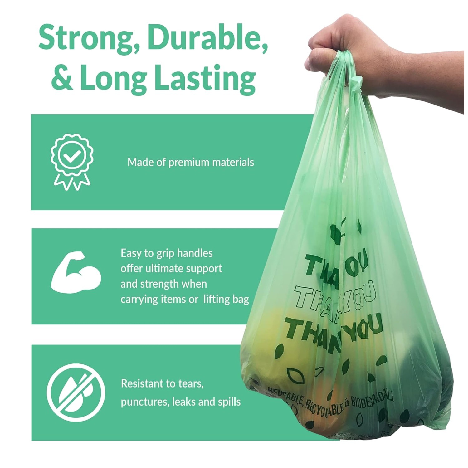 Bulk Biodegradable Thank You Bags 11.5″x6.5″x22″