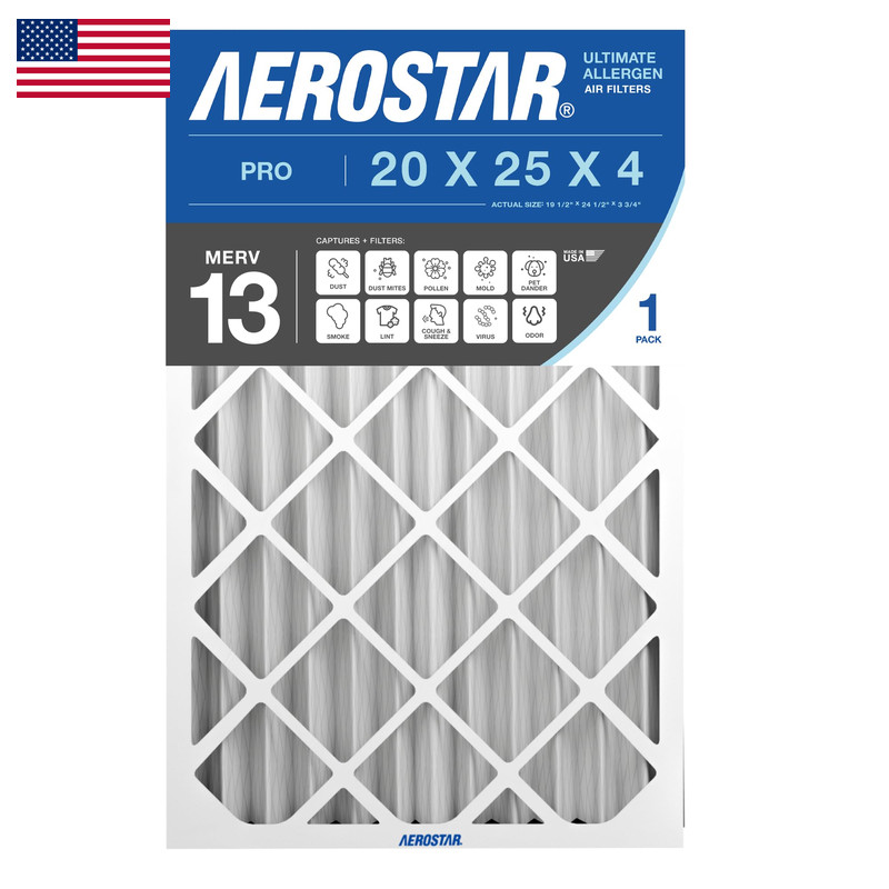 Aerostar 20X25X4 Merv 13 Pleated Replacement Air Filter For Honeywell