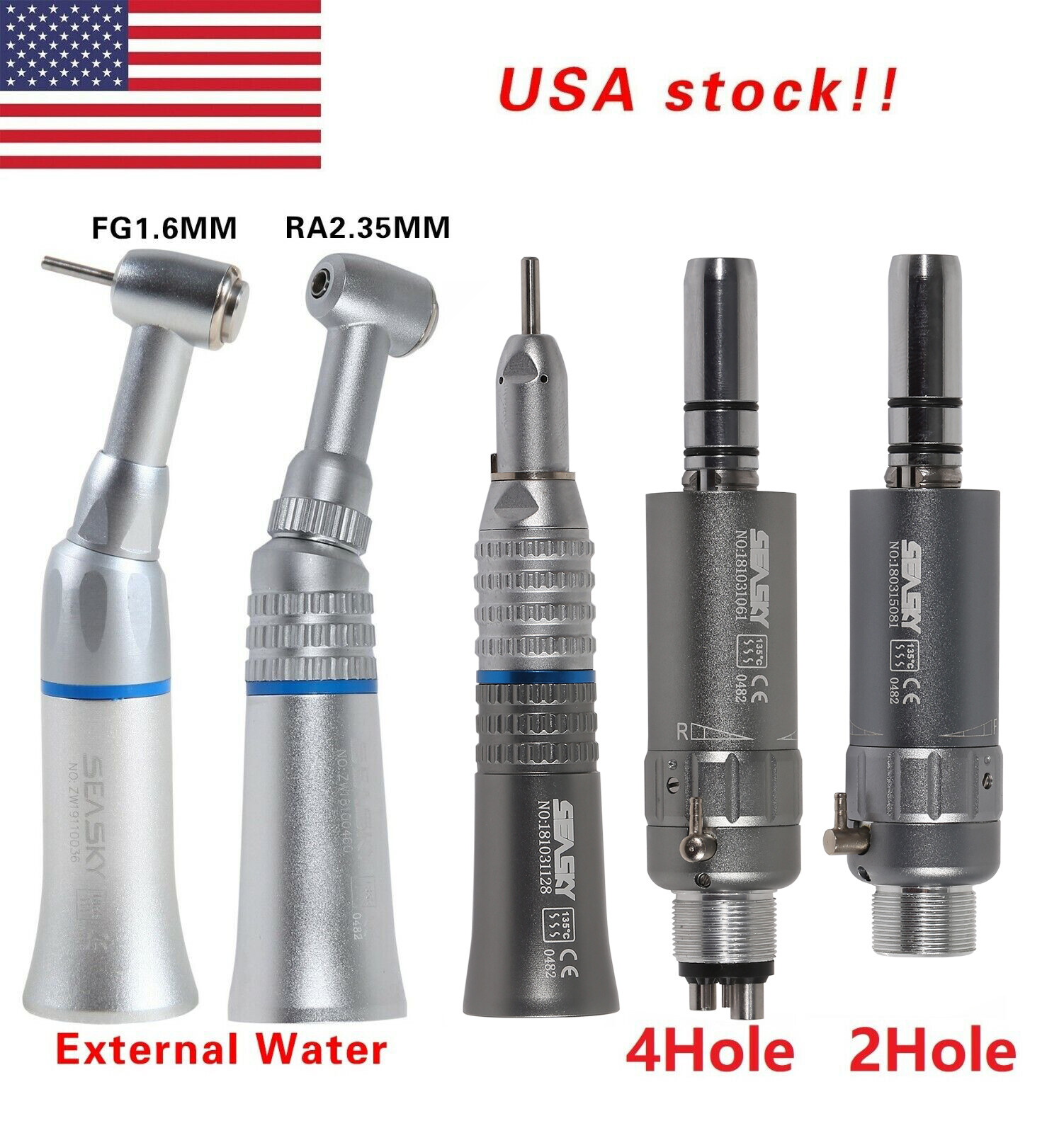 Dental slow speed Straight/4H air motor/ Contra angle fit FG1.60mm/CA2.35mm PAG