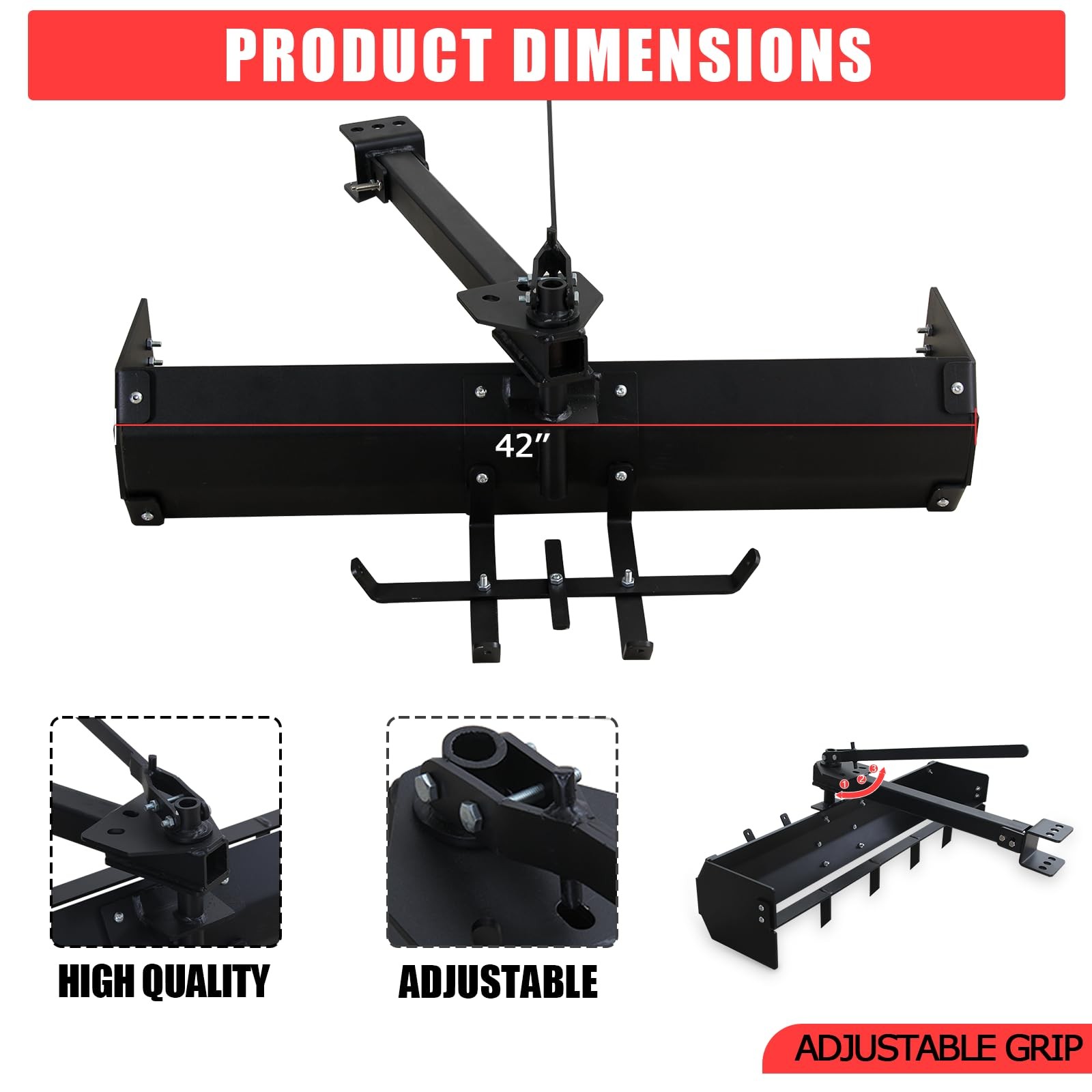 42″ Tow Behind Box Scraper Lawn Tractor Attachments for ATV UTV Tractor Mower