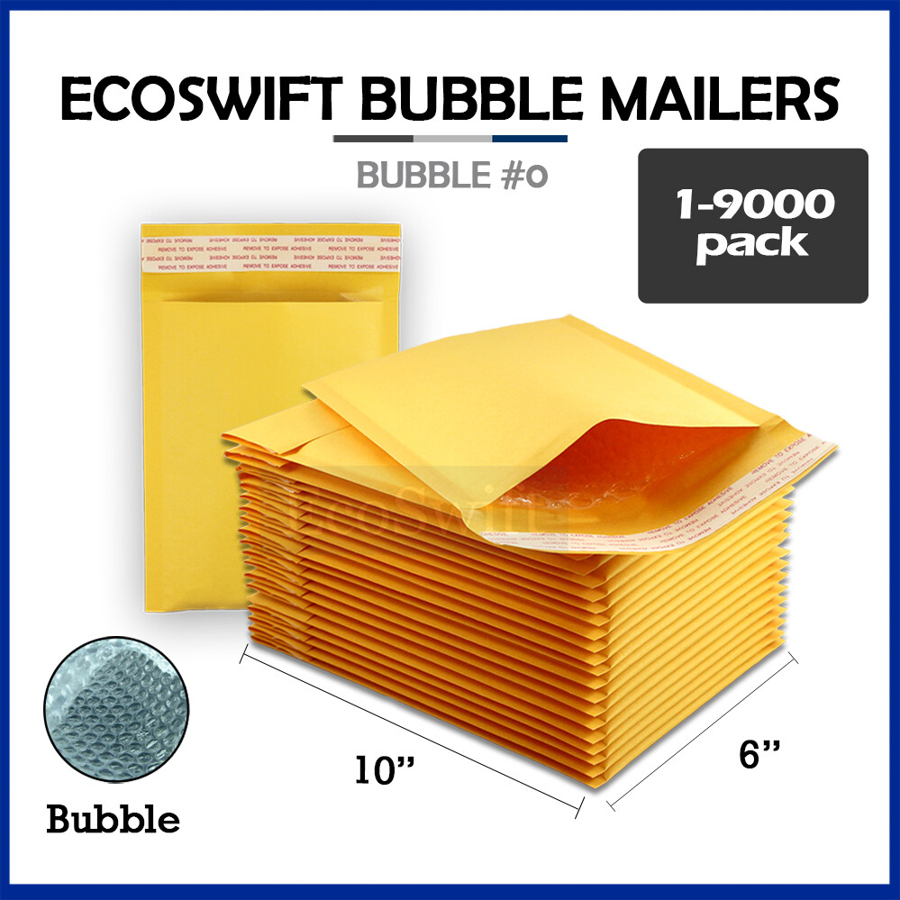 1-9000 #0 6×10 “EcoSwift” Kraft Bubble Mailers Padded Envelope Bags 6″ x 10″