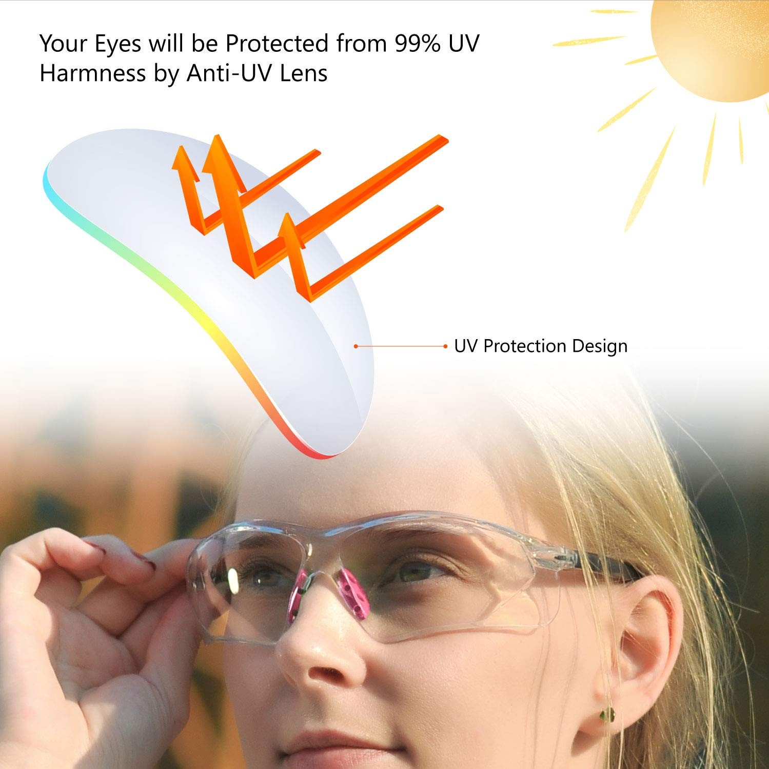 Safety Glasses Anti Fog Lens,HD Clear Scratch Resistant Work Glasses with Adj…