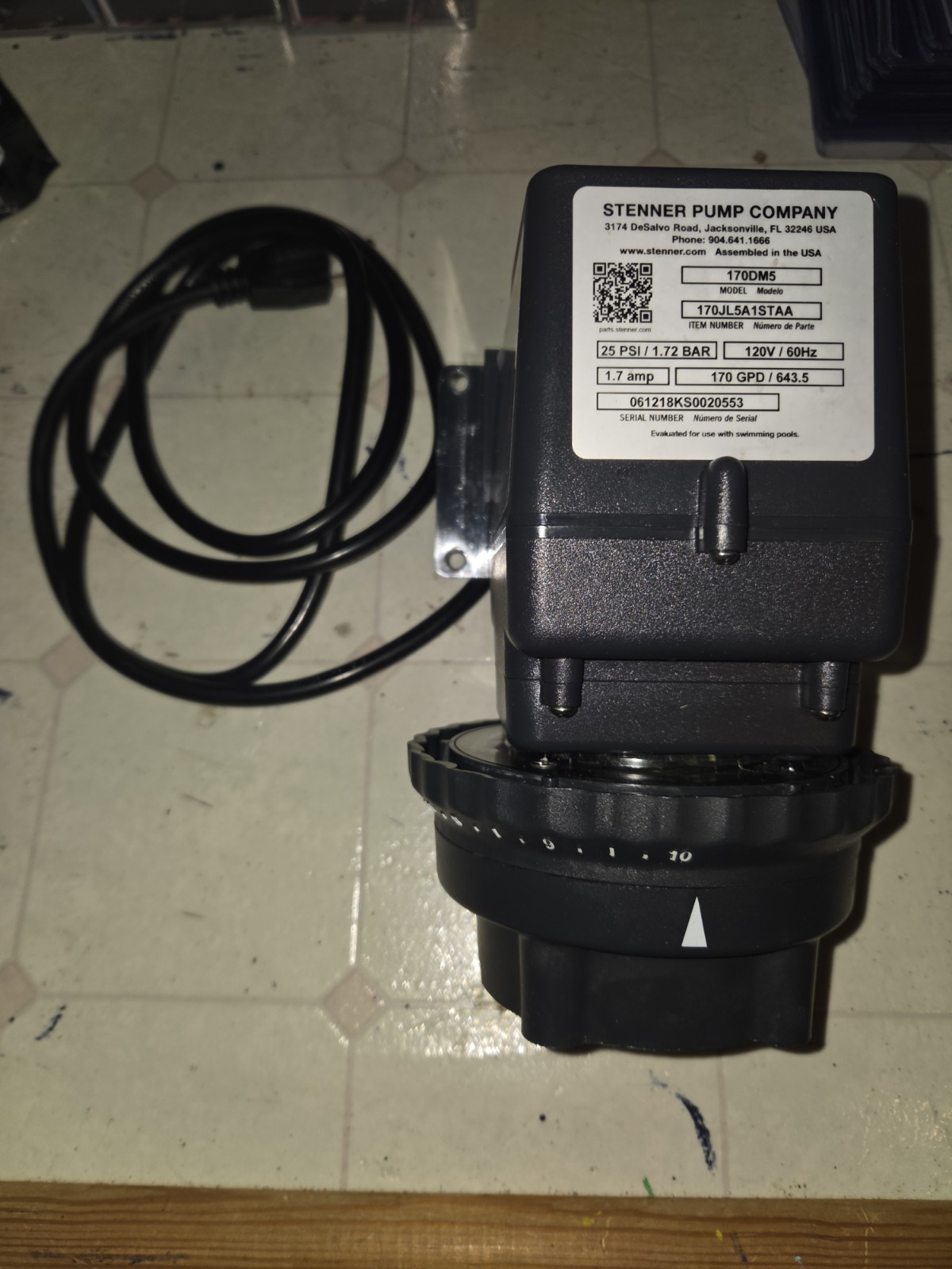 Stenner 170DM5 Double-head Peristaltic Metering Pump- 25PSI MAX FDA Approved!