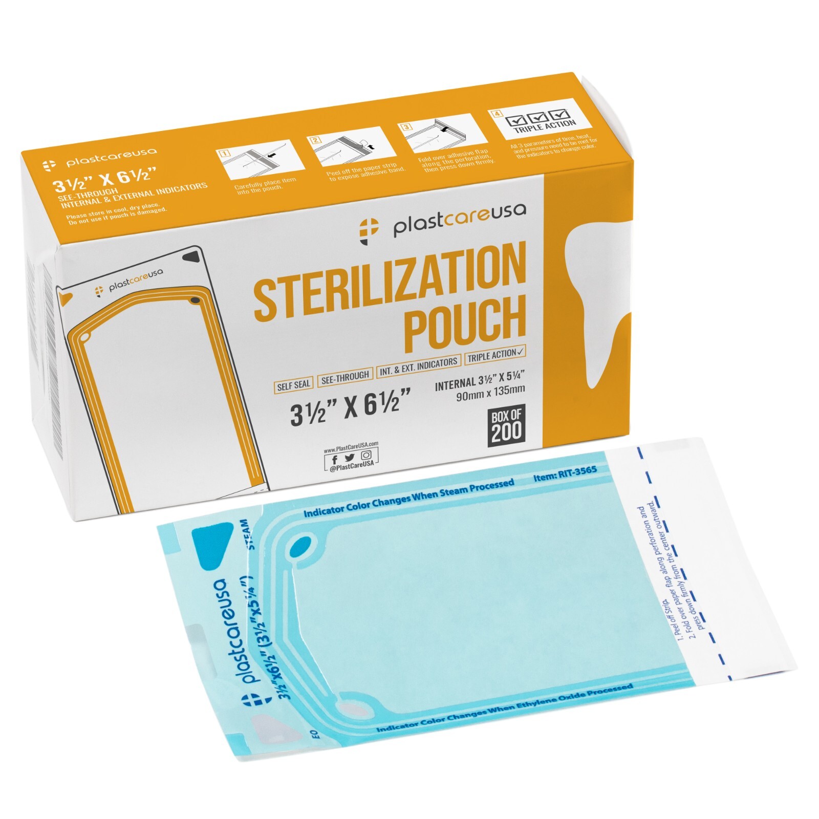 3.5″ x 5.25″ Self-Sealing Sterilization Pouches for Autoclave (Choose Quantity)
