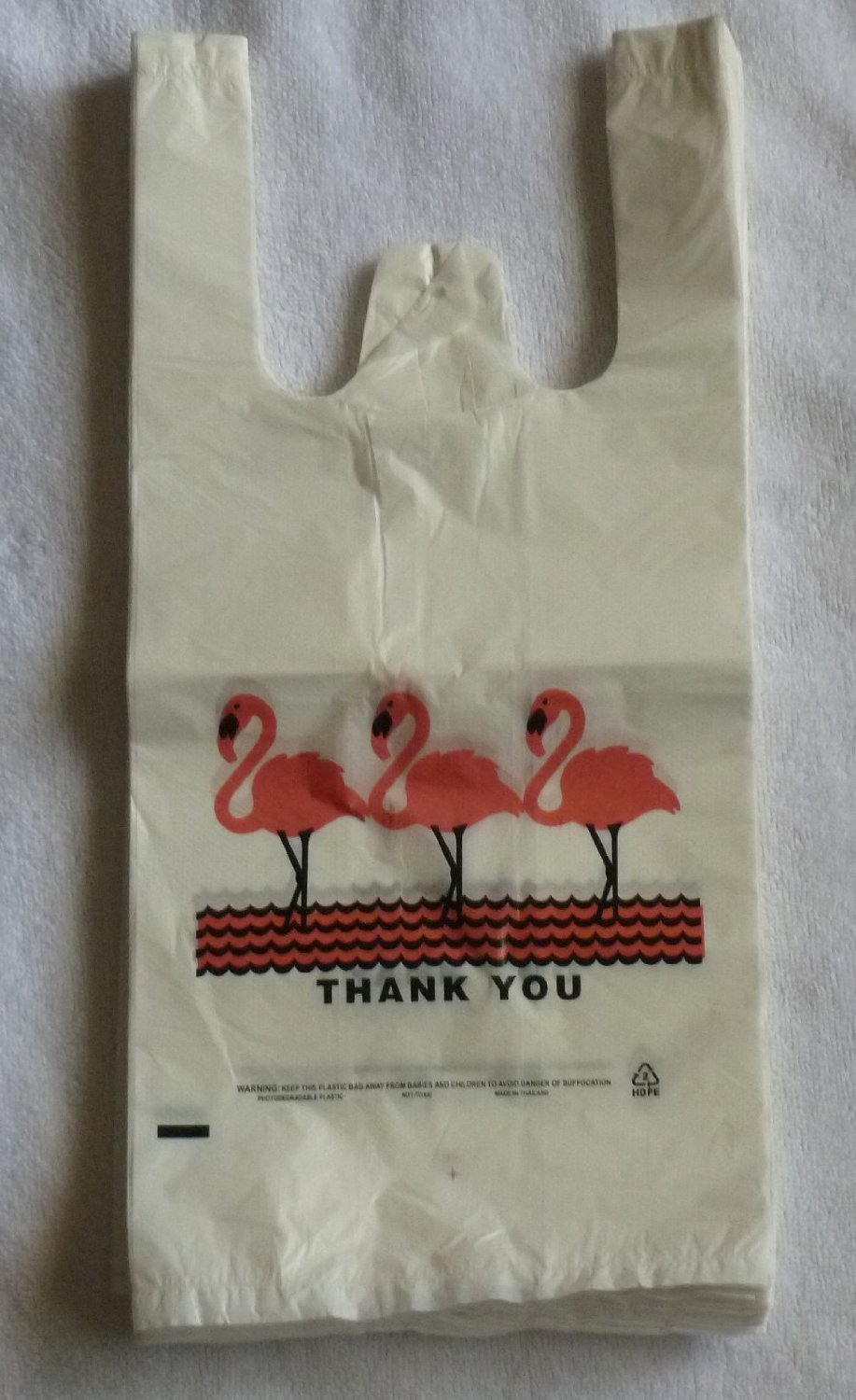 Lot 200 Flamingo Thank-you T-shirt Bags (11.5×6.5×21 -13 Mic) Large size
