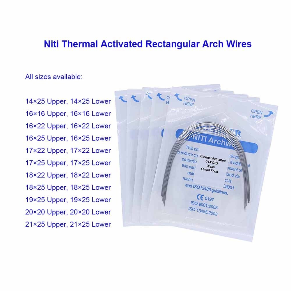 50×Dental Orthodontic Niti Thermal Activated Rectangular Arch Wires 14×25 Upper