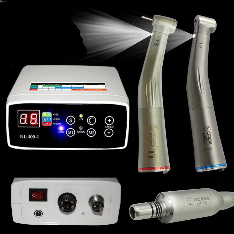 Dental Brushless Electric Motor &1:1 1:5 16:1 Fiber Optic Contra Angle Handpiece