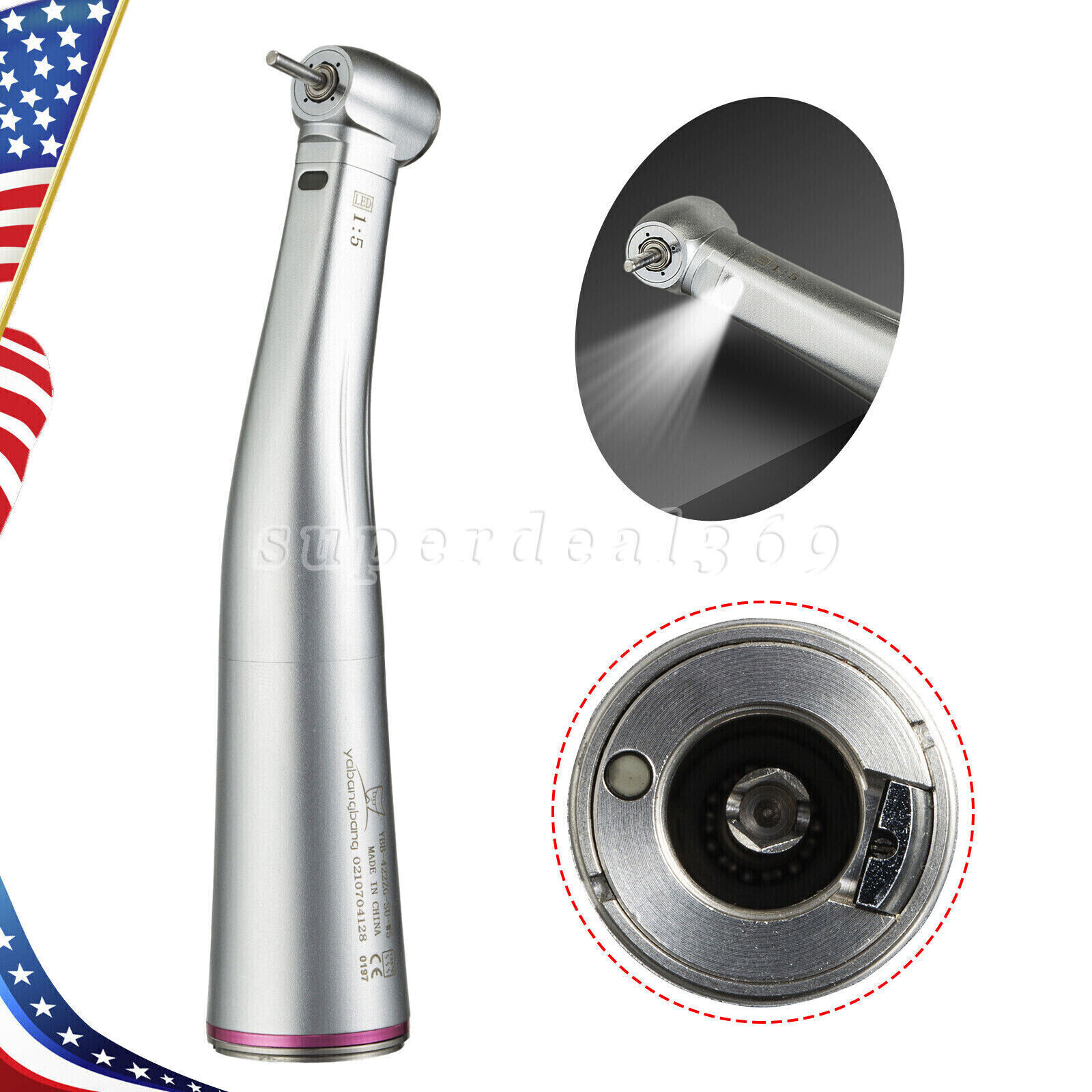 NSK Style Dental 1:5/1:1 (LED) Contra Angle Low Speed Handpiece Push Button st