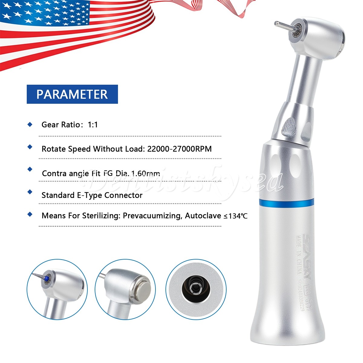 Dental Slow Low Speed Contra Angle Handpiece / 100Pcs FG 1.60mm High Speed Burs