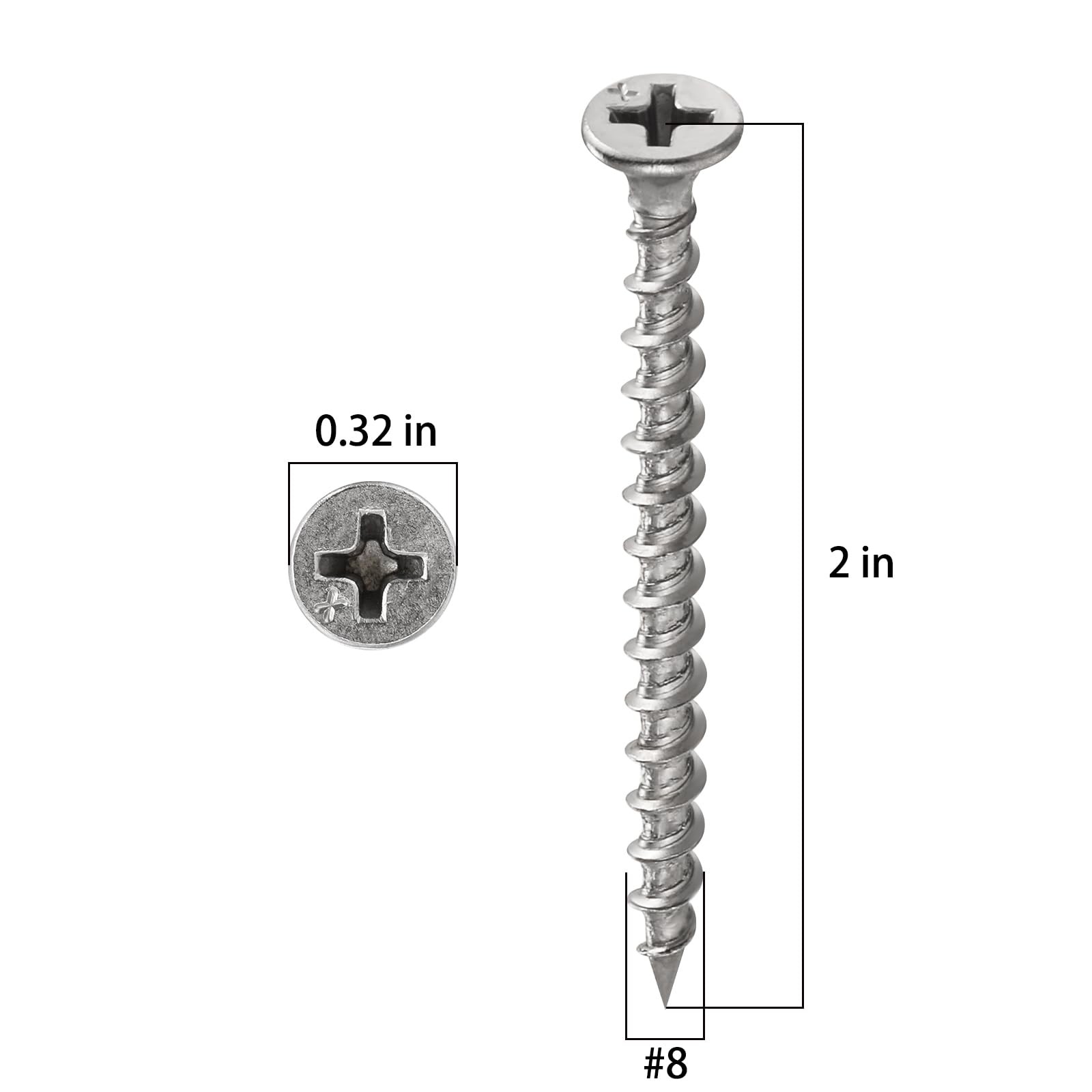 1 pounds#8X2″410 Stainless Steel Fastener Drywall Screws-Phillips with coarse