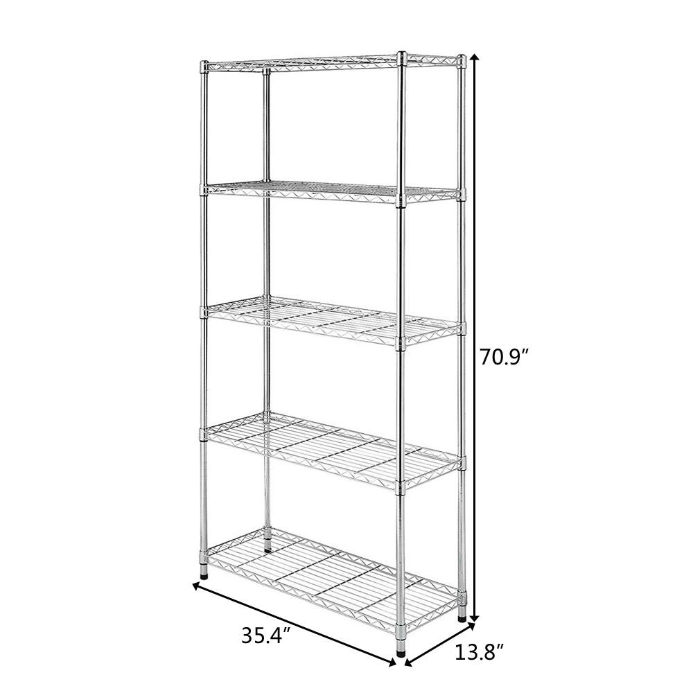 5 Tier Multicolor Wire Shelving Rack Metal Shelf Adjustable Unit Kitchen Storage