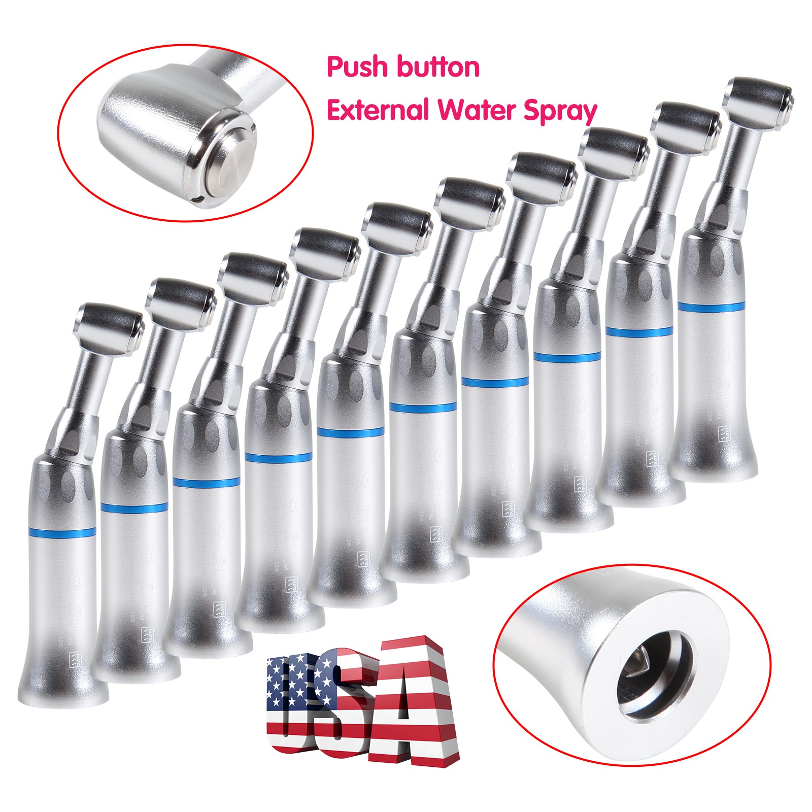 10 Yabangbang Dental Slow Low Speed Contra Angle Handpiece Push Button Etype NSK