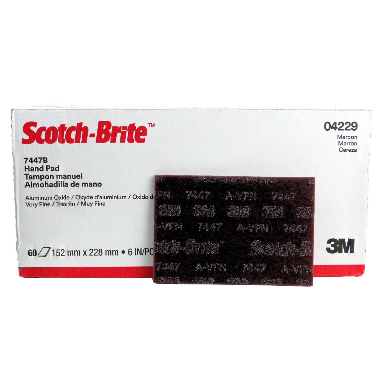 Scotch-Brite 7447B General Purpose Hand Pad [Very Fine]: 6 in. x 9 in. (Maroon)