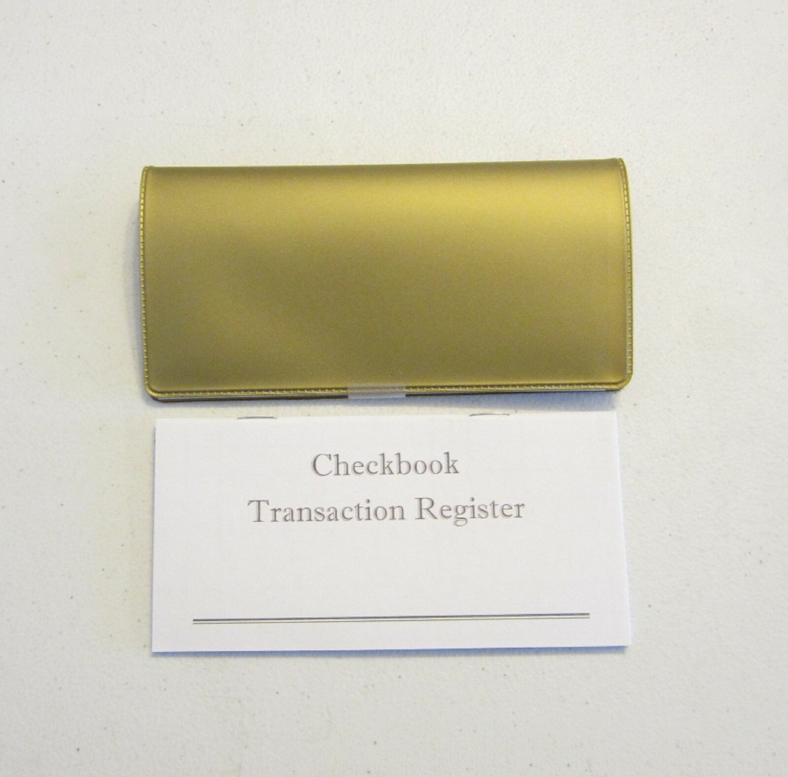 1 NEW GOLD VINYL CHECK BOOK COVER & 5 NEW CHECKBOOK TRANSACTION REGISTERS