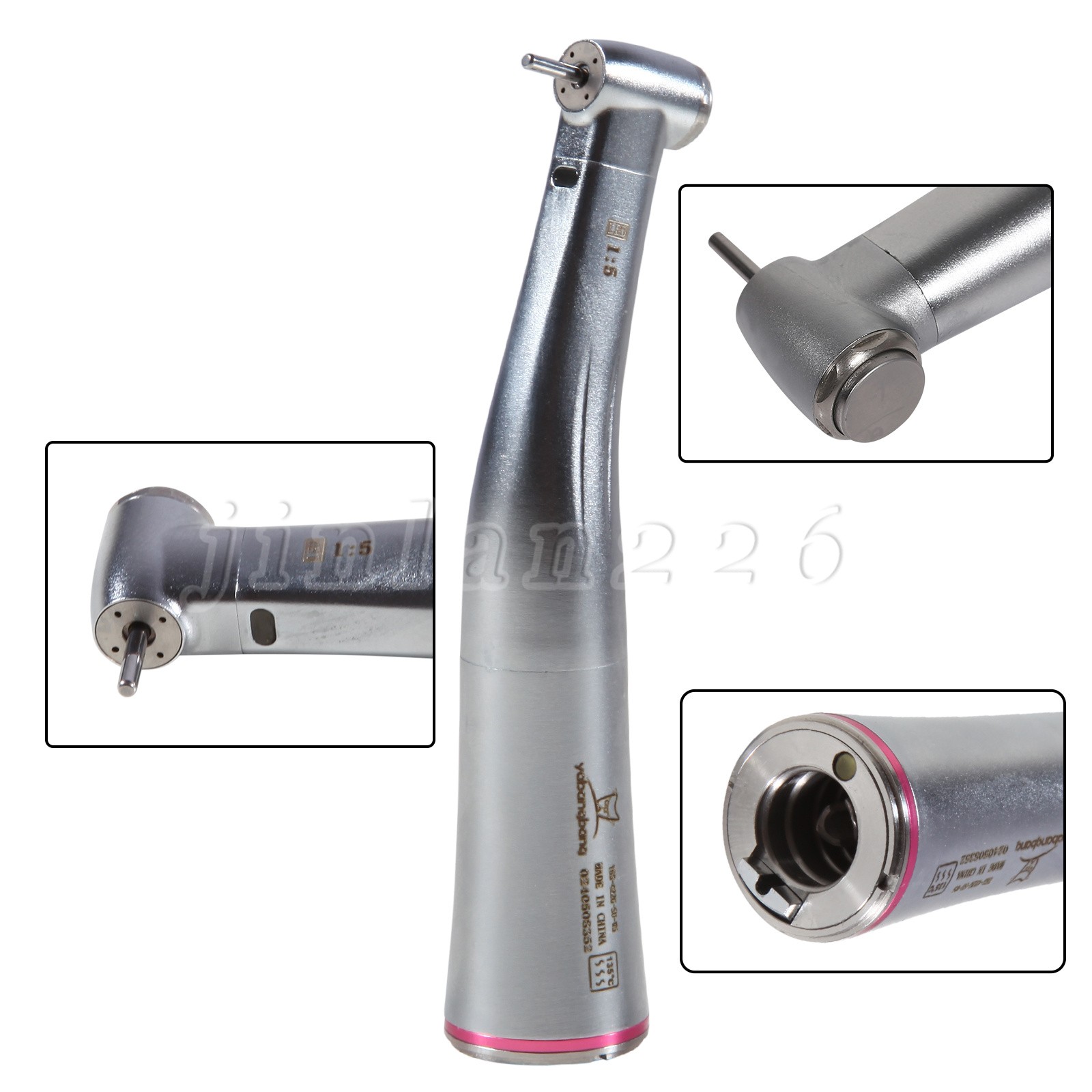 NSK Ti-MAX X95L Style Dent 1:5 LED Fiber Optic Contra Angle Handpiece Red Ring