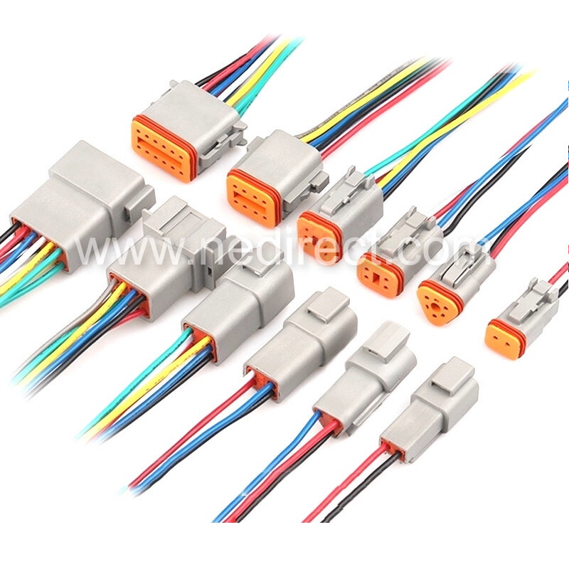 Assembled Deutsch 2,3,4,6,8,12 Pin,12, 14, 16 & 18 AWG waterproof connector