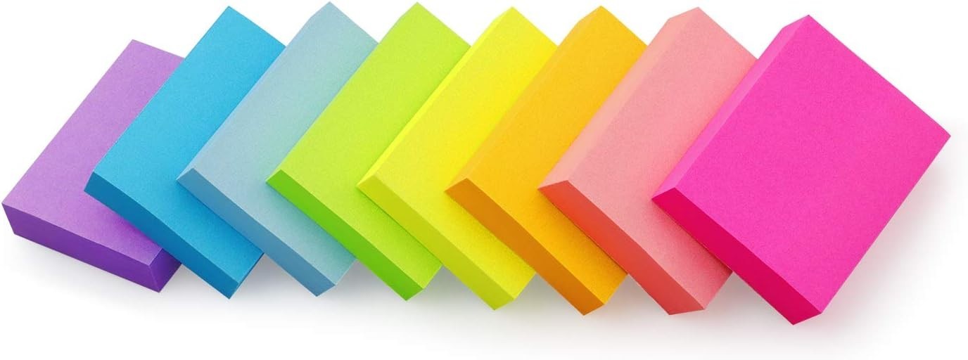 Vibrant Self-Stick Notes 1.5×2 Inch – 8 Pads of 100 Sheets for Creative Planning