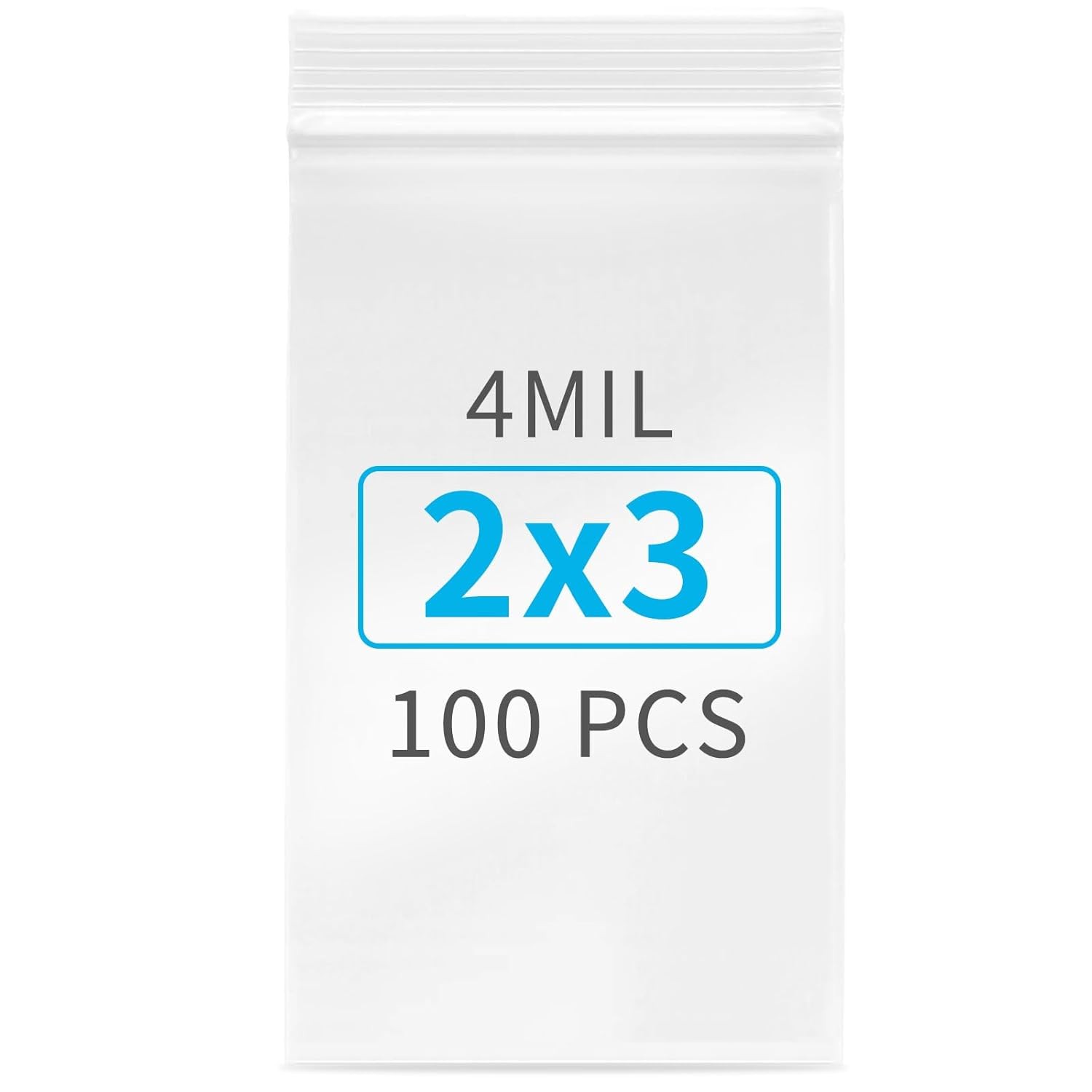 100pcs 2×3 Inch Clear Zip Lock Bags Resealable Poly Bags 4 Mil Heavy Duty