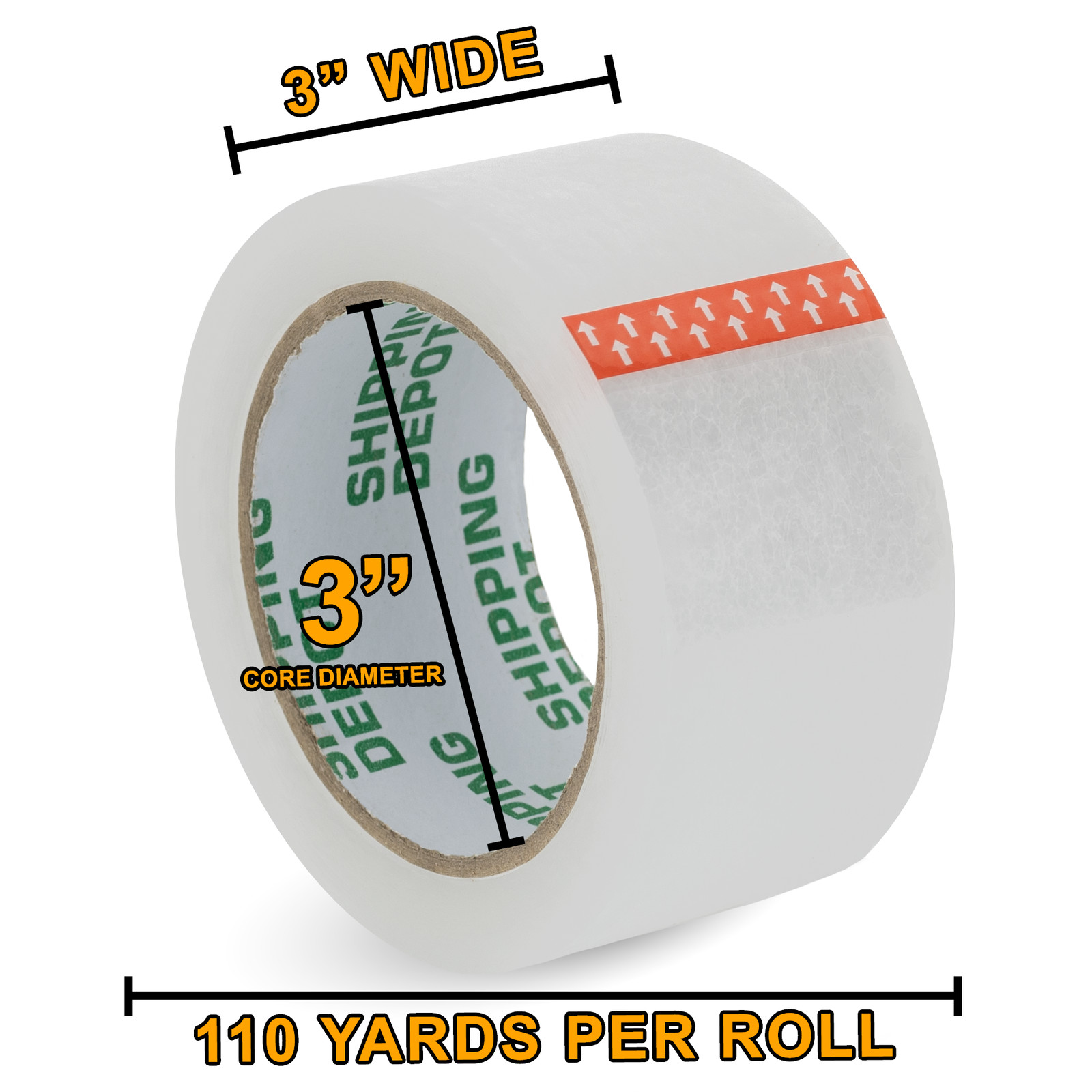 12 Rolls of Shipping Depot Carton Box Sealing Clear Packing Tape 3″ x 110 Yds