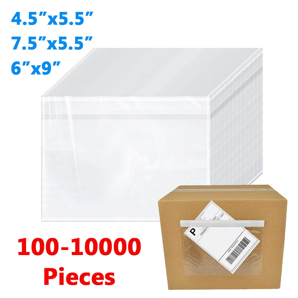 Top Loading Adhesive Clear Packing List Pouches Shipping Label Slip Envelope Bag
