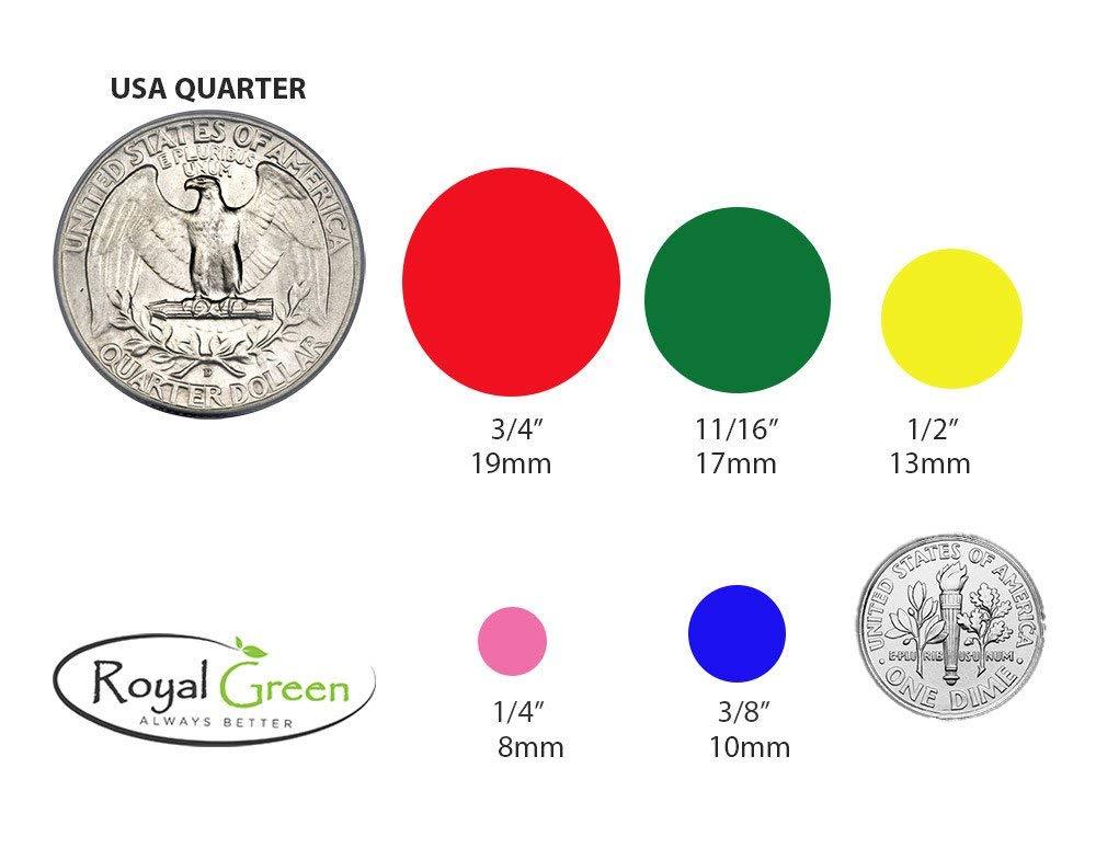 Neon Green Dot Stickers in Various Sizes (8MM-38MM) Color Label in 15 Sheets