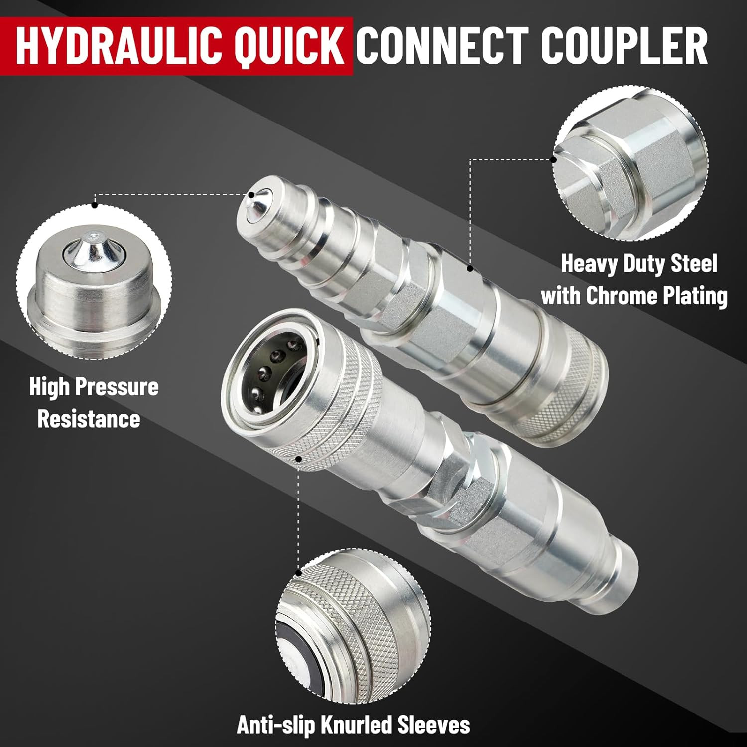 1/2″ Flat Face ISO 16028 to Ag ISO 5675 Pioneer Style Hydraulic Quick Connect Co
