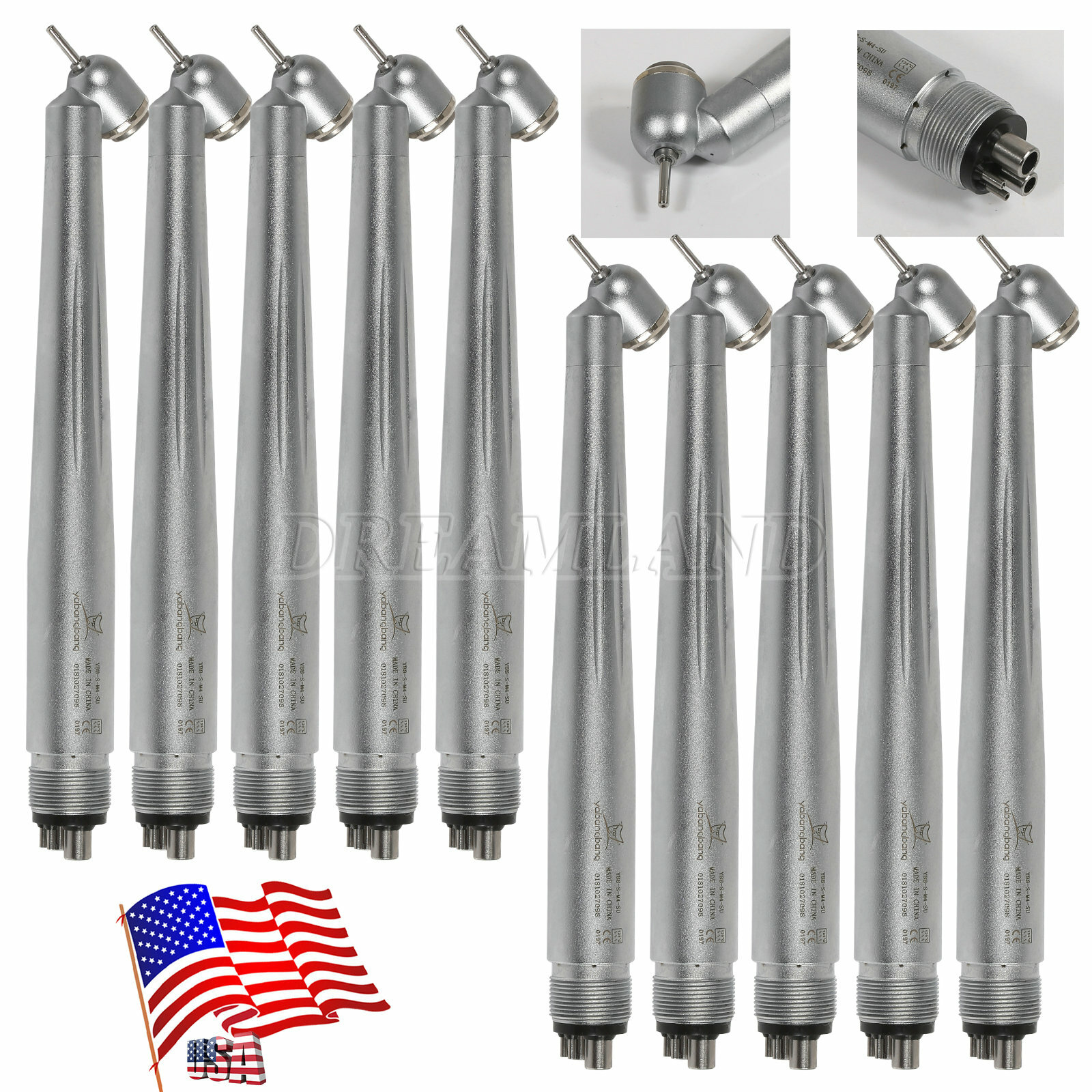 Dental 45 Degree Angle High Speed Surgical Handpiece Push Button 4-Hole Connect