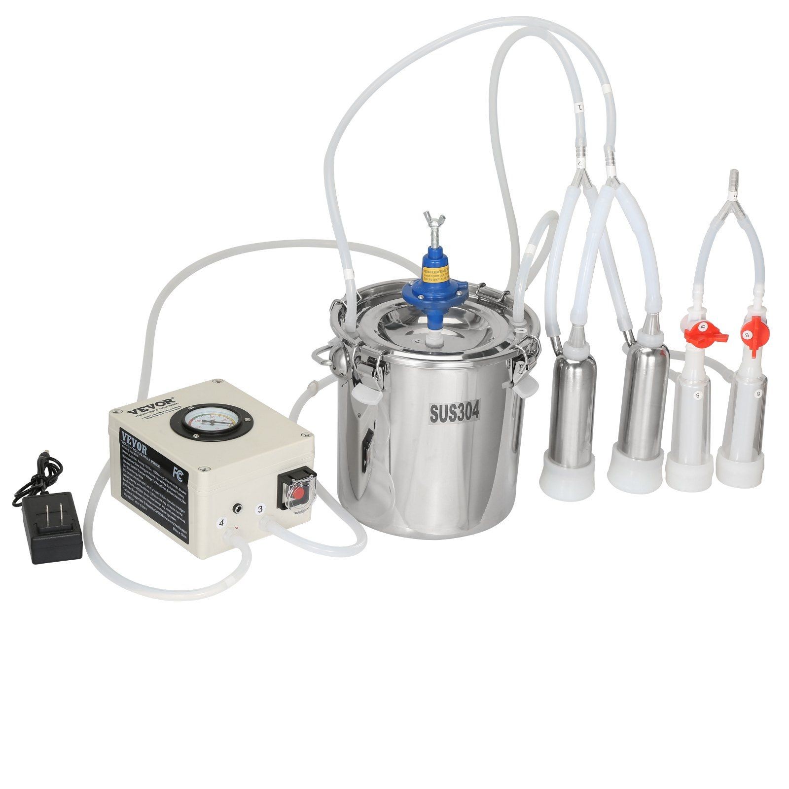 6L Electric Pulse Milker for Goats, 45-50kPa Vacuum, Silicone Cups