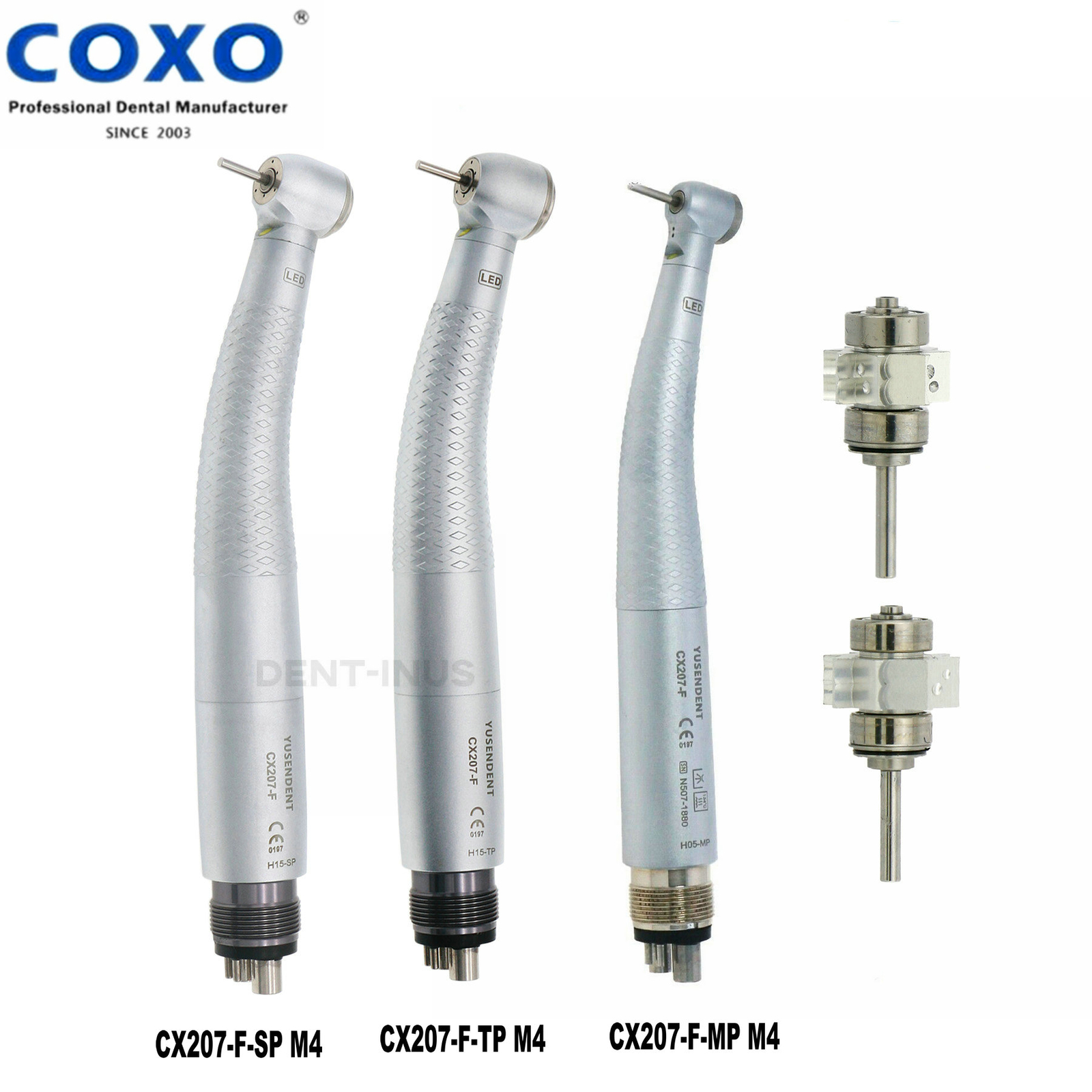 COXO Dental Air Turbine LED Handpiece Mini Standard Torque Head 4 Holes CX207-F