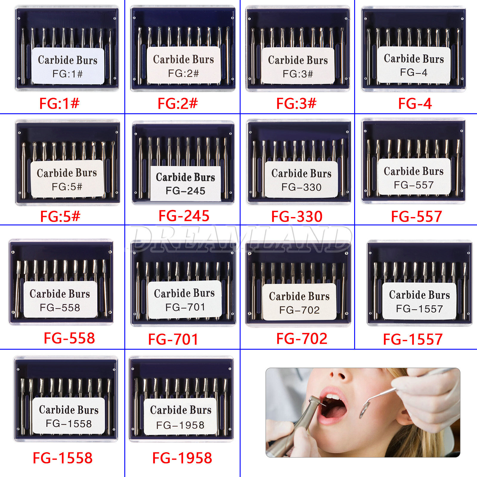 10-100PCS Dental Round Carbide Steel Drills Burs FG Bur for High Speed Handpiece