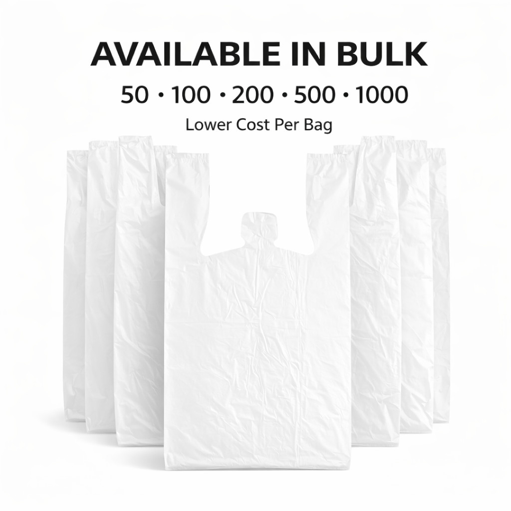 Bags 1/6 Large 21 x 6.5×11.5 .51 Mil T-Shirt Plastic Grocery Shopping Bags Clear
