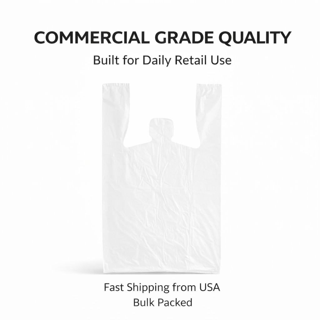Bags 1/6 Large 21 x 6.5×11.5 .51 Mil T-Shirt Plastic Grocery Shopping Bags Clear