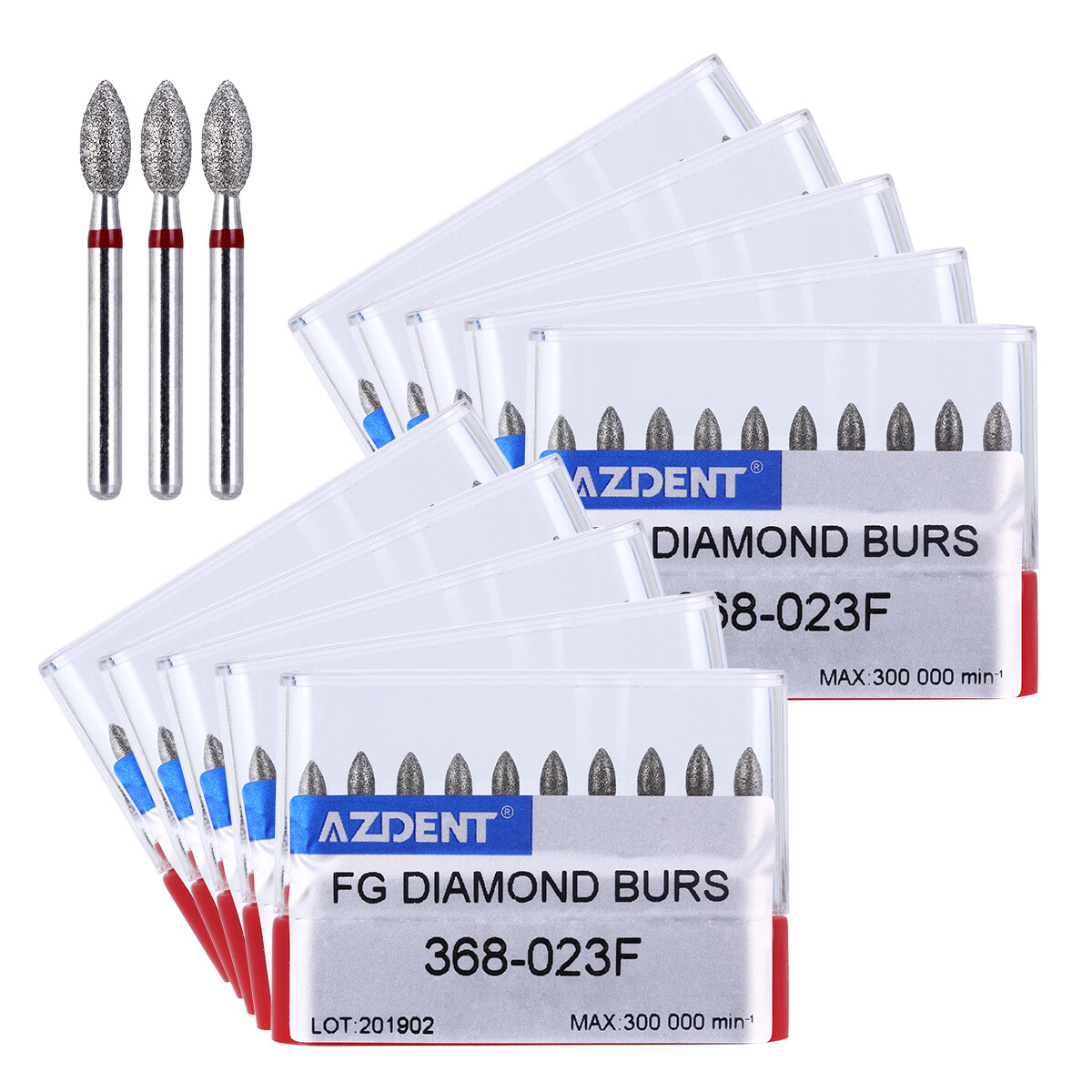 100Pcs Dental Diamond Burs 379-023F/368-023F FG Football Shape Fine Red Defend