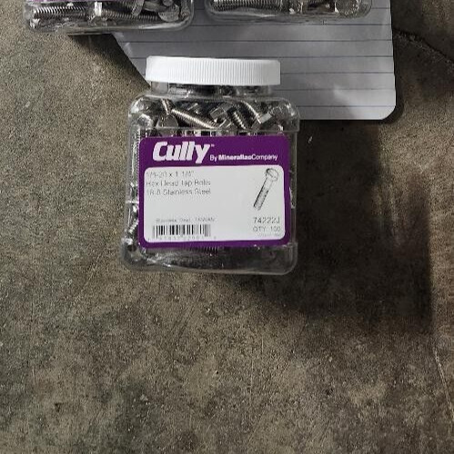 Cully 74222J 1/4-20 X 1-1/4 hex head tap bolts Full Thread 18-8 Stainless *100 J