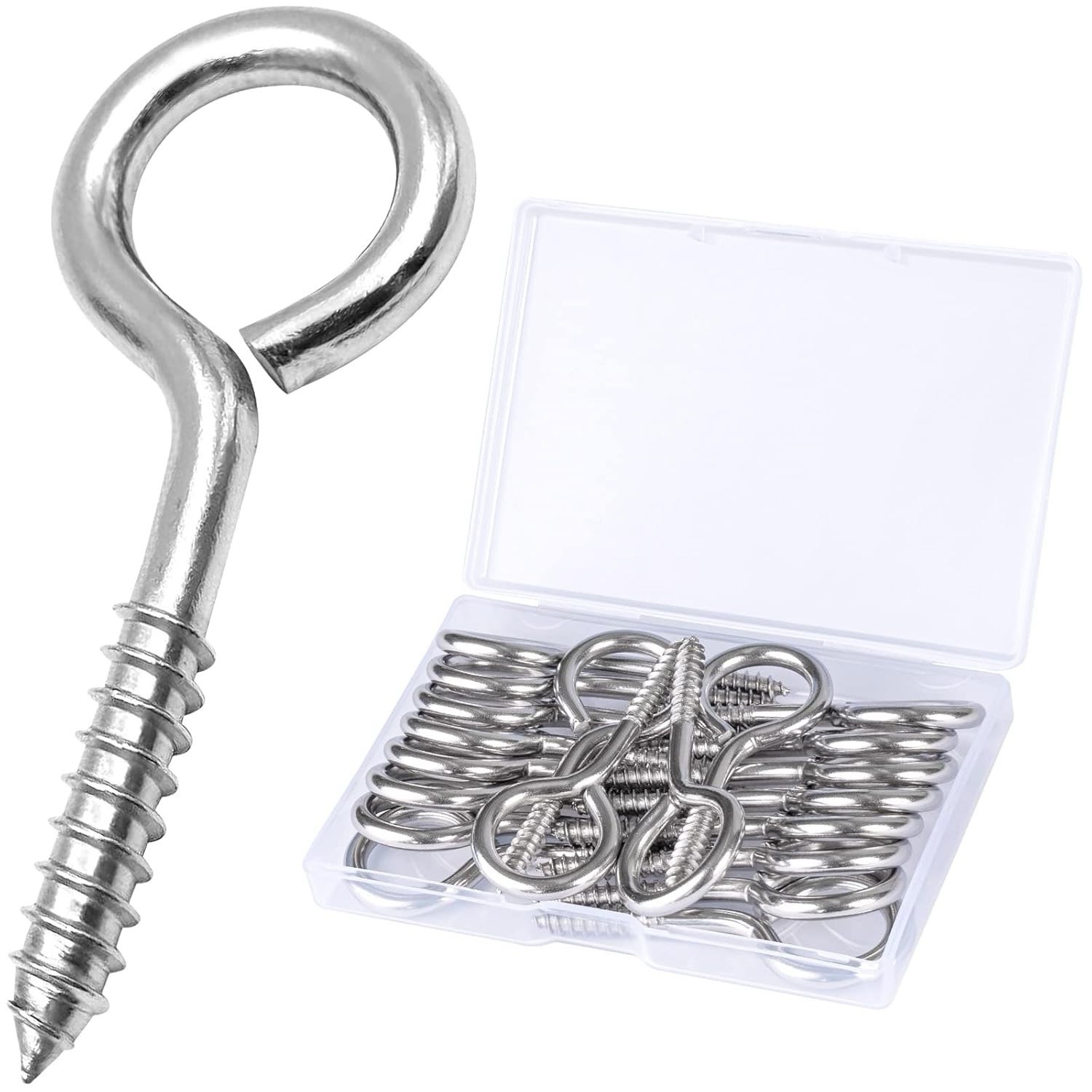 2.5 Inch Heavy Duty Eye Hooks 20 Pack Stainless Steel Eye Screws Screw in Eye H