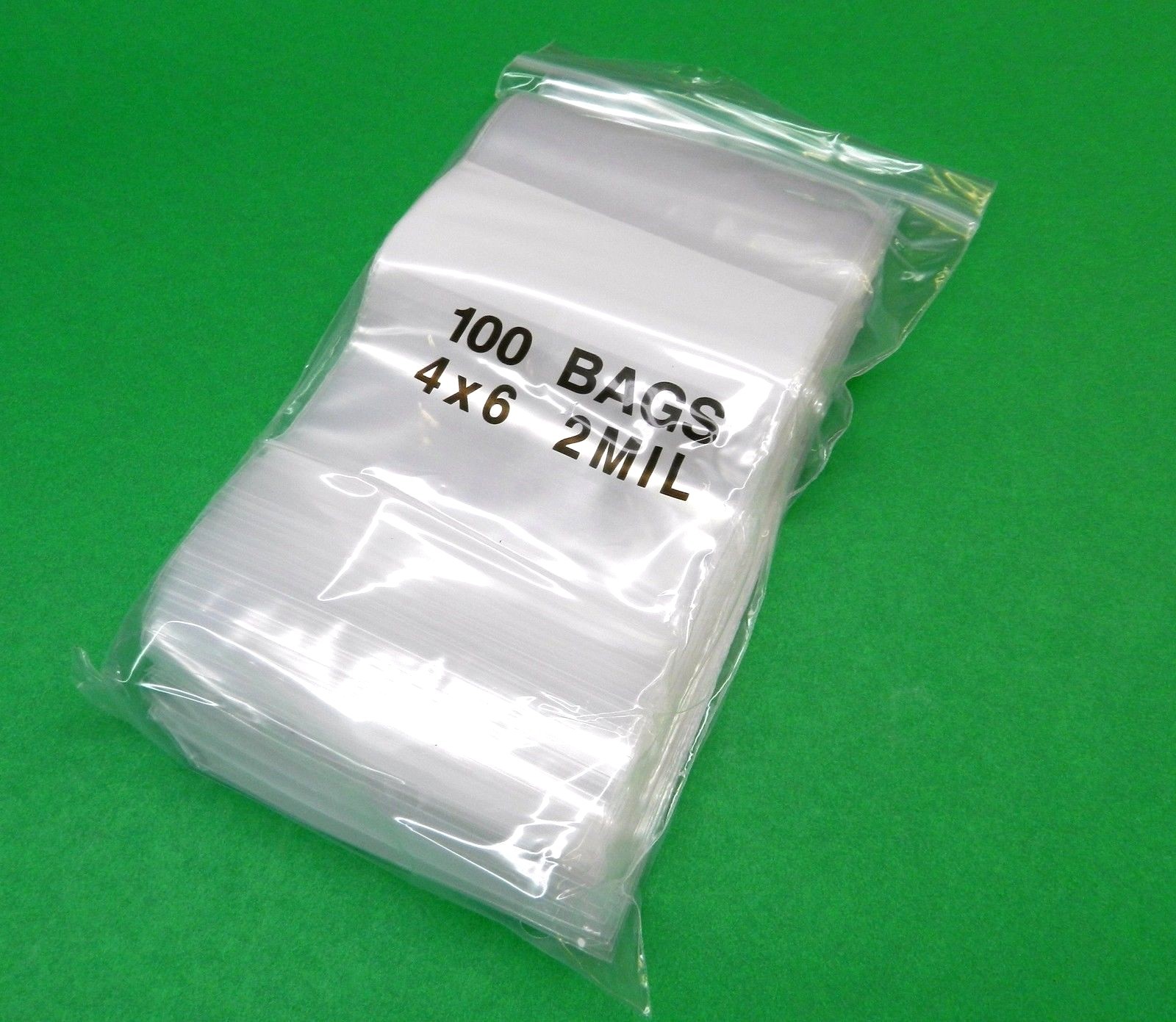 100 Zip Seal Bags 4 x 6 White Block 2mil Poly 4″x6″ Writable Resealable Clear