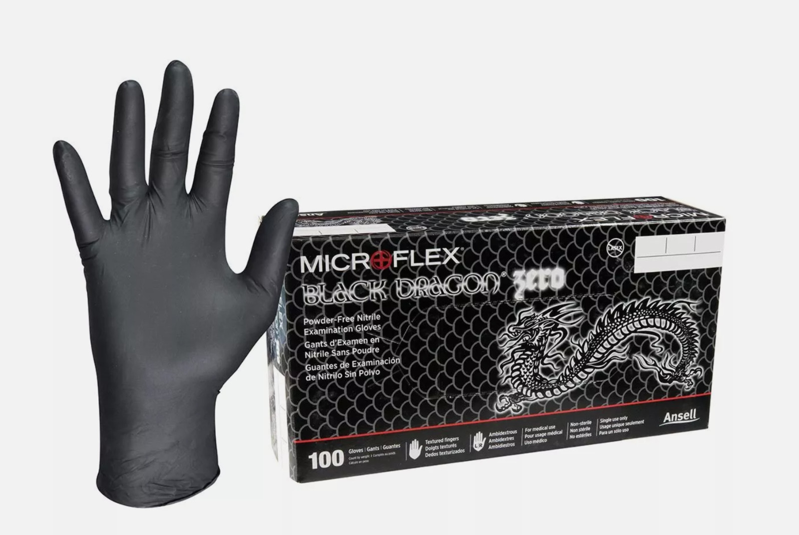 Microflex Black Dragon Powder Free Nitrile Exam Gloves – XL – Box of 100 Gloves