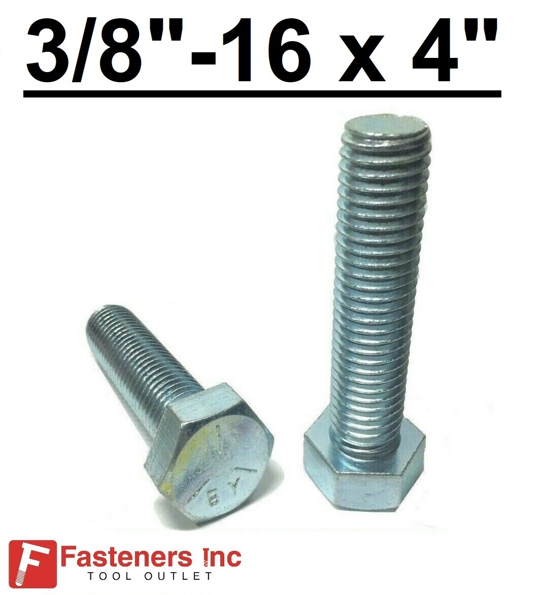 3/8-16 x 4″ Hex Tap Bolts Zinc Plated Grade 5 Cap Screw Full Thread (Choose Qty)