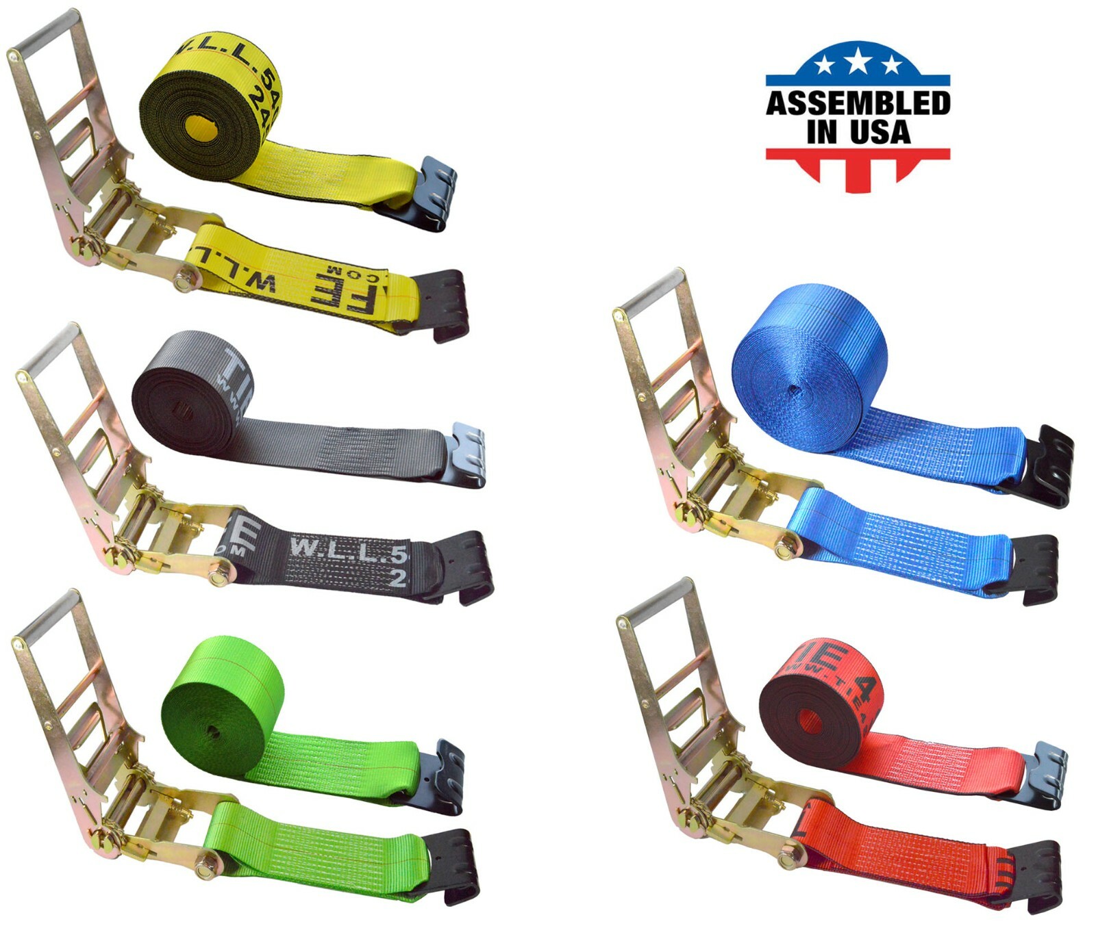 USA 4″ x 40′ 50′ 60′ Ratchet Strap Flat Hook Farm Trailer Flatbed Truck Tie Down