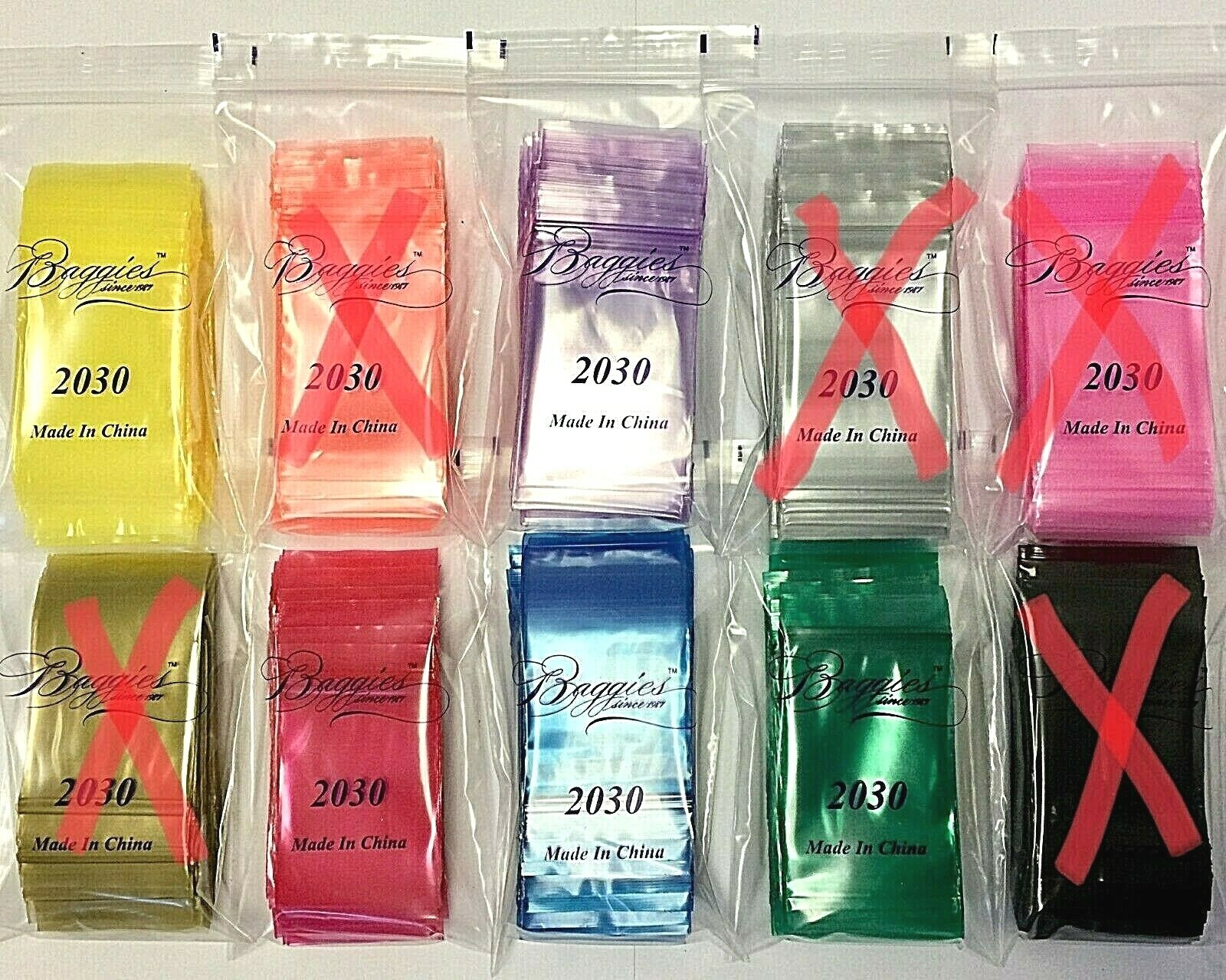 BaggiesSince1987 – 2030 ZIP SEAL COLOR BAGS 2″X3″ 5 C MIX 100 PCS, 👀Details🔽