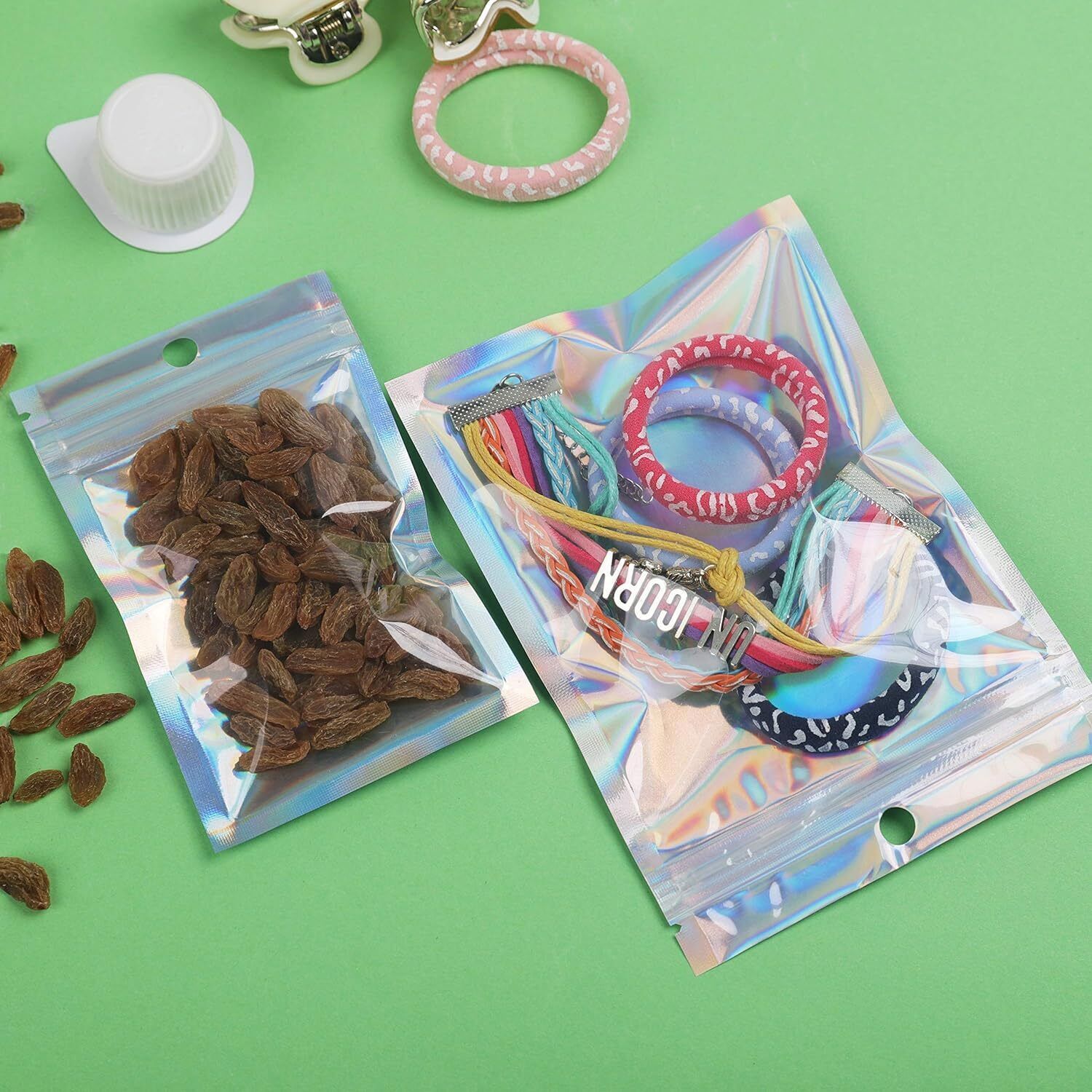 Holographic Mylar Bags Smell Proof Food Storage Zip Seal Foil Pouch Candy Bag