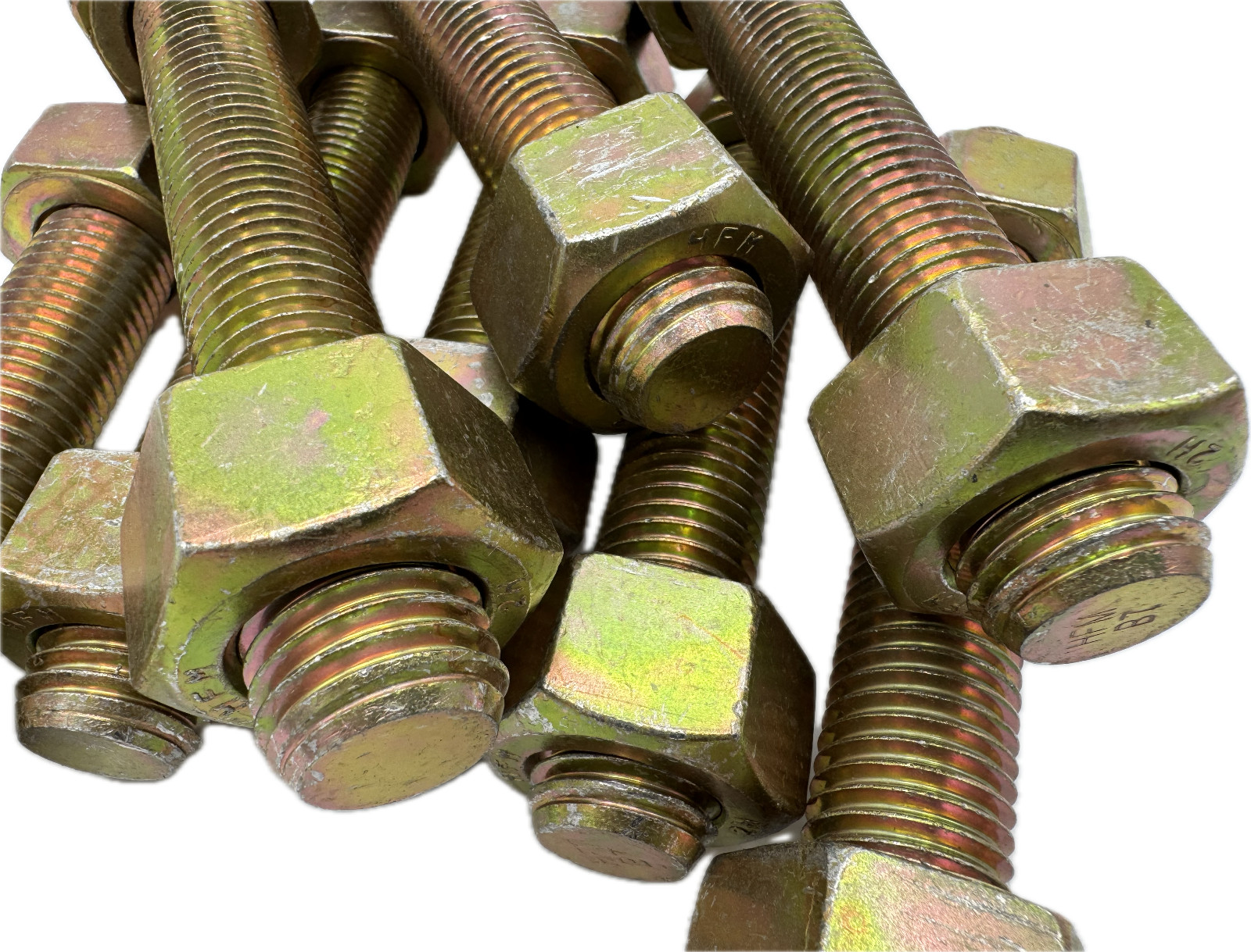 5 Pack! `7/8″-9 x 6-1/2” B7 Studs Cadmium Yellow, End to End, w/ (2) 2H Nuts