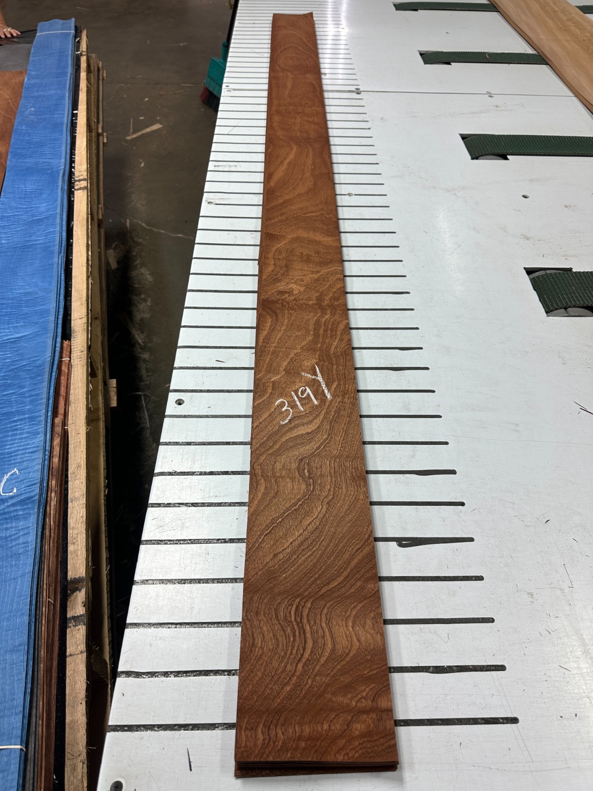 Mahogany Raw Wood Veneer 2 sheets 93” x 5” 319Y