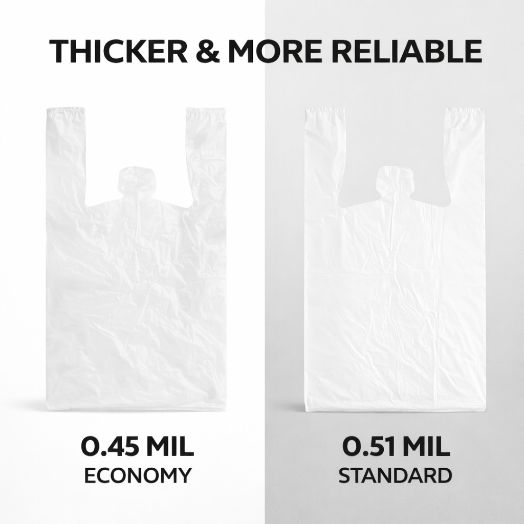 Bags 1/6 Large 21 x 6.5×11.5 .51 Mil T-Shirt Plastic Grocery Shopping Bags Clear
