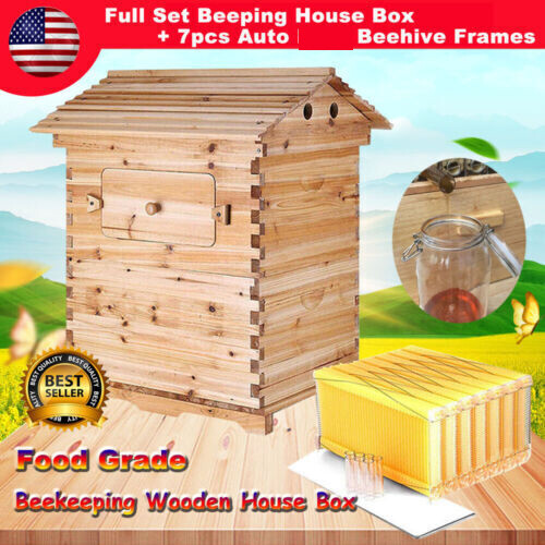 7x Auto Honey Hive Beehives Frames+ Beekeeping Boxes Brood Cedarwood Box