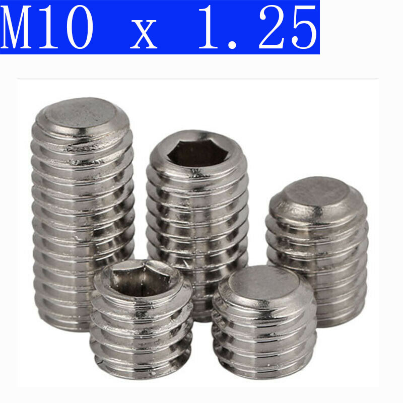 M10 x 1.25mm FINE PITCH Grub screws socket SET screws 304 stainless steel DIN913
