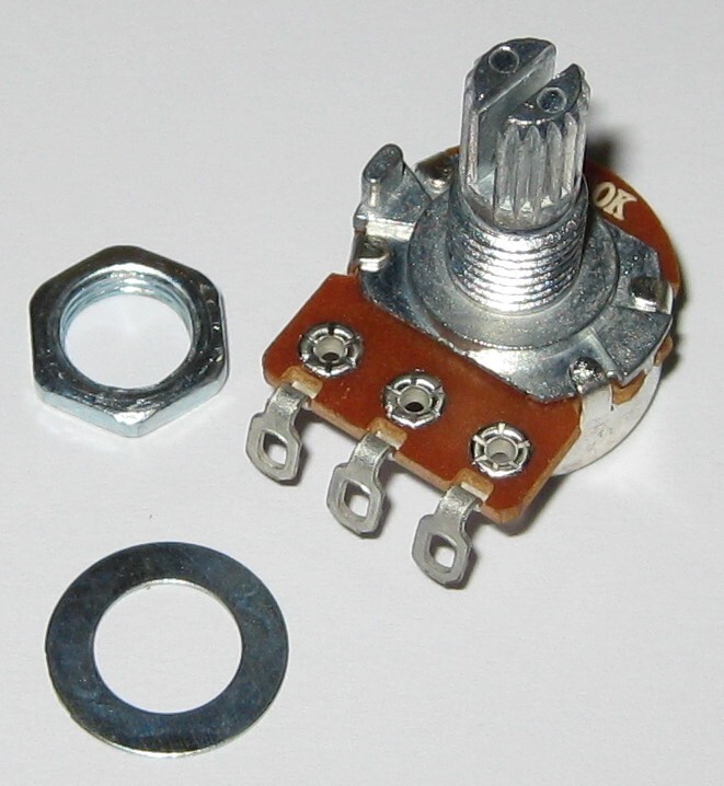 Audio (A) Taper 100k Ohm Potentiometer – 6mm (1/4″) Shaft – 1/8 Watt 100000 Ohm